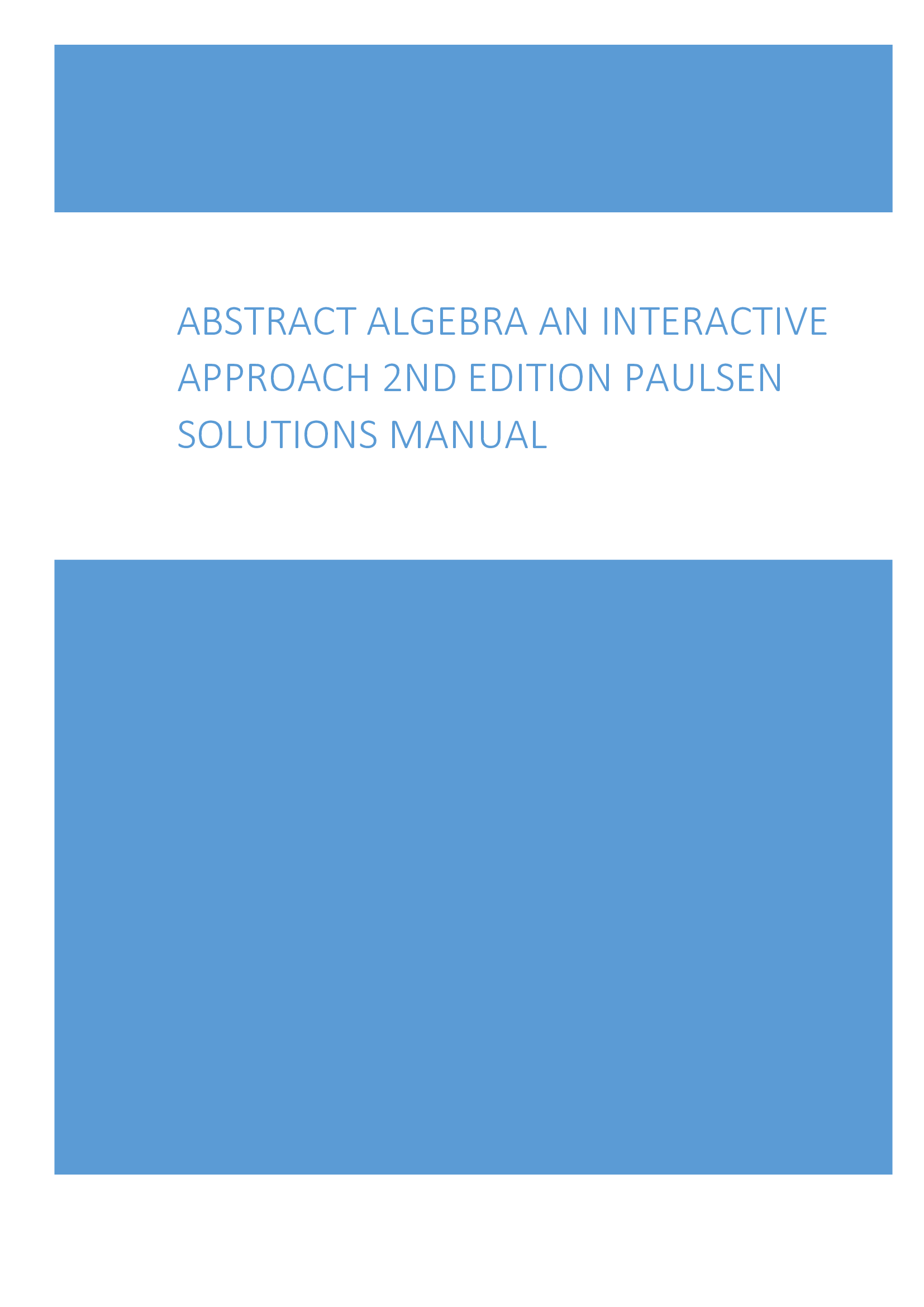 Abstract Algebra An Interactive Approach 2nd Edition Paulsen Solutions Manual