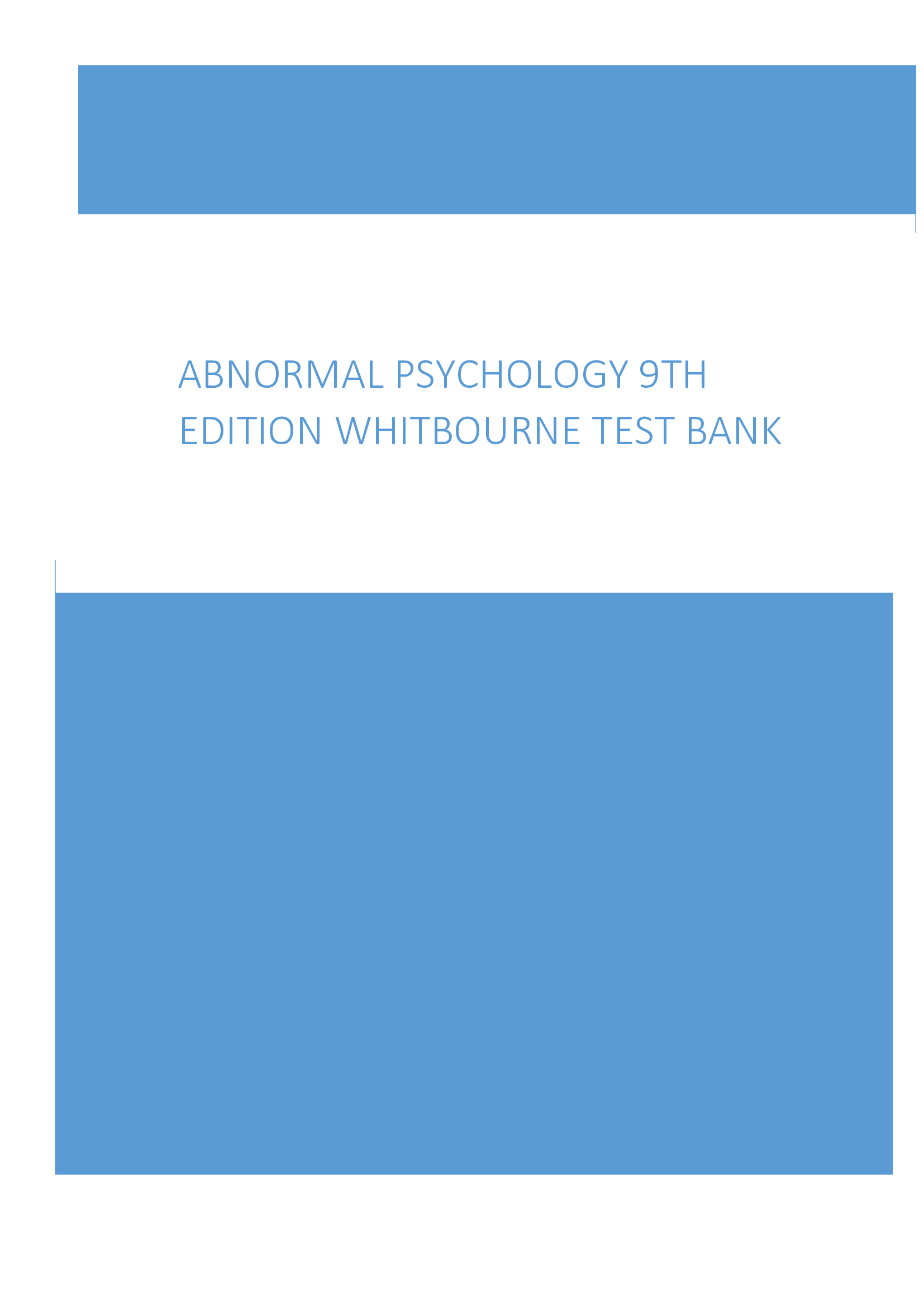 Abnormal Psychology 9th Edition Whitbourne Test Bank