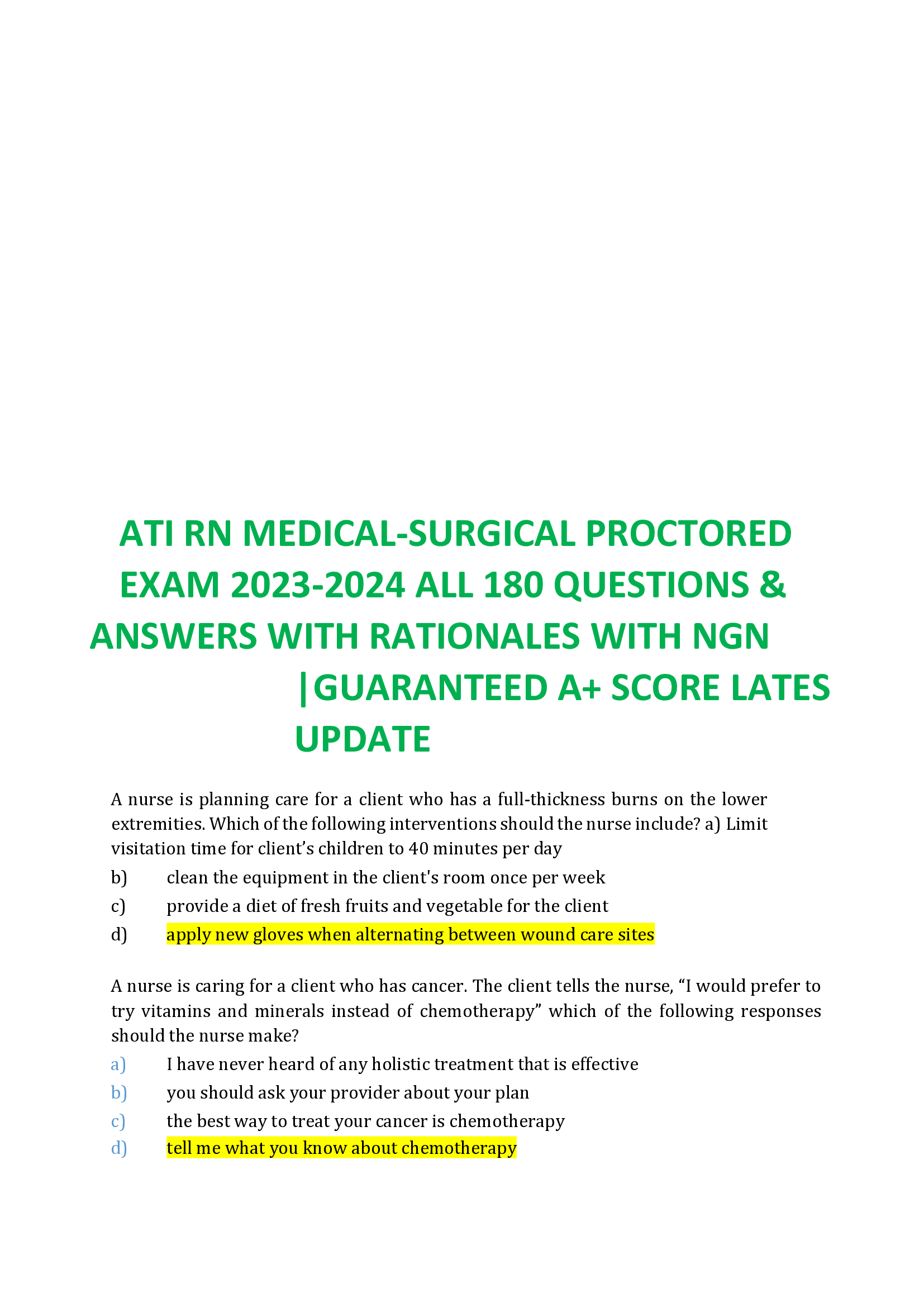 ATI RN MEDICAL-SURGICAL PROCTORED