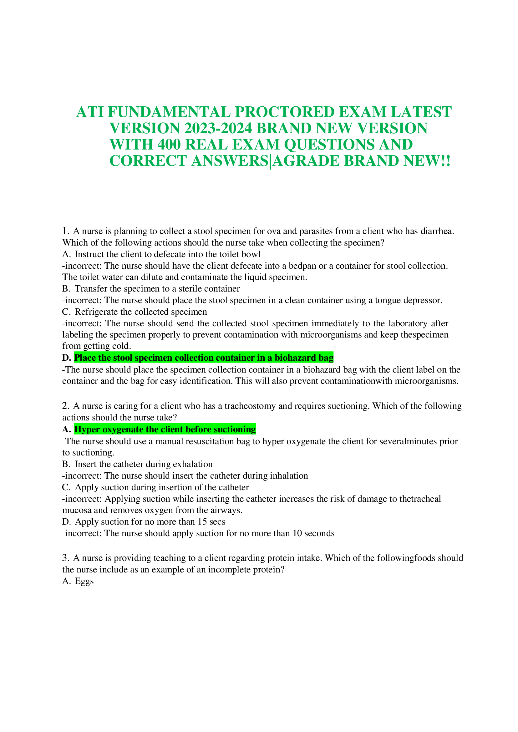 ATI FUNDAMENTAL PROCTORED