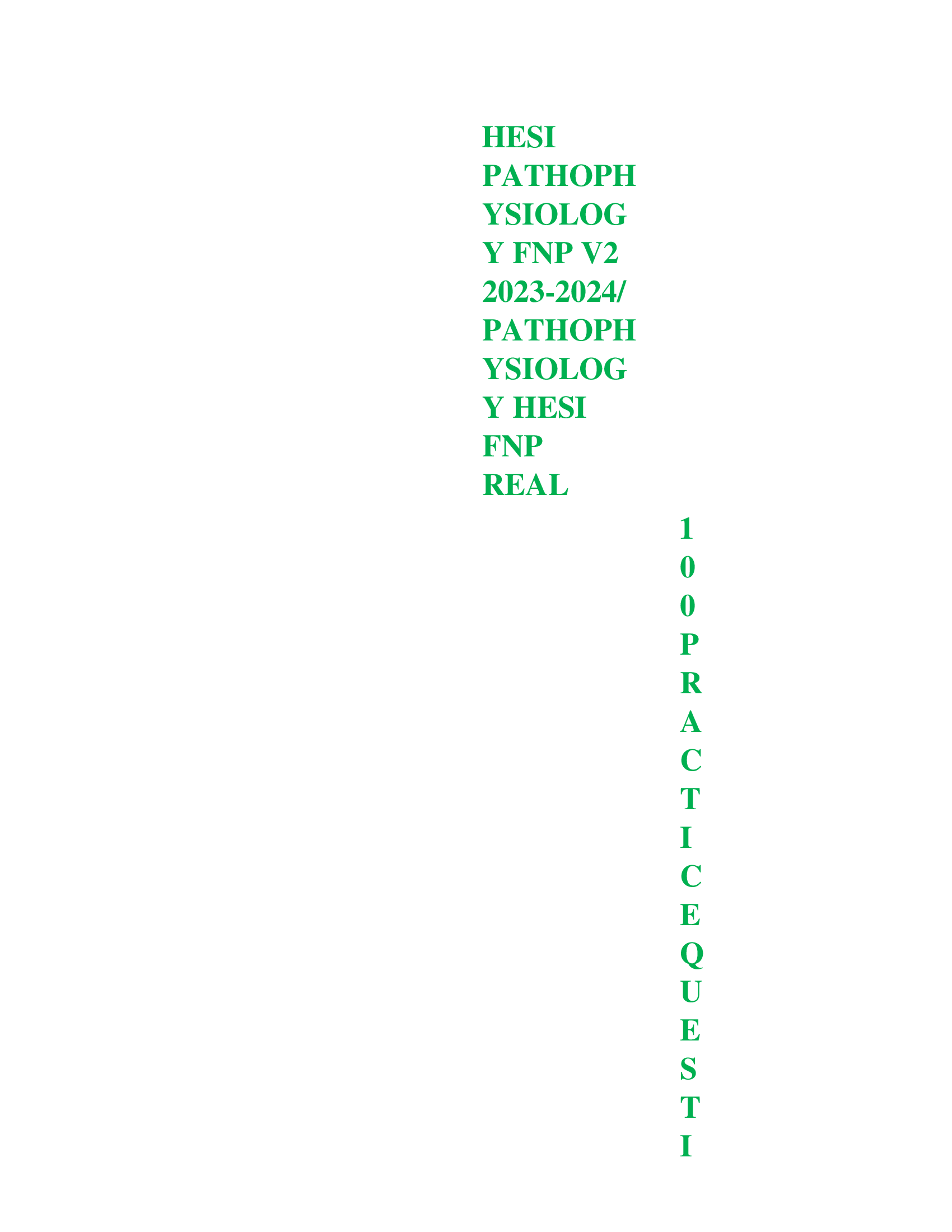 HESI PATHOPHYSIOLOGY FNP V2