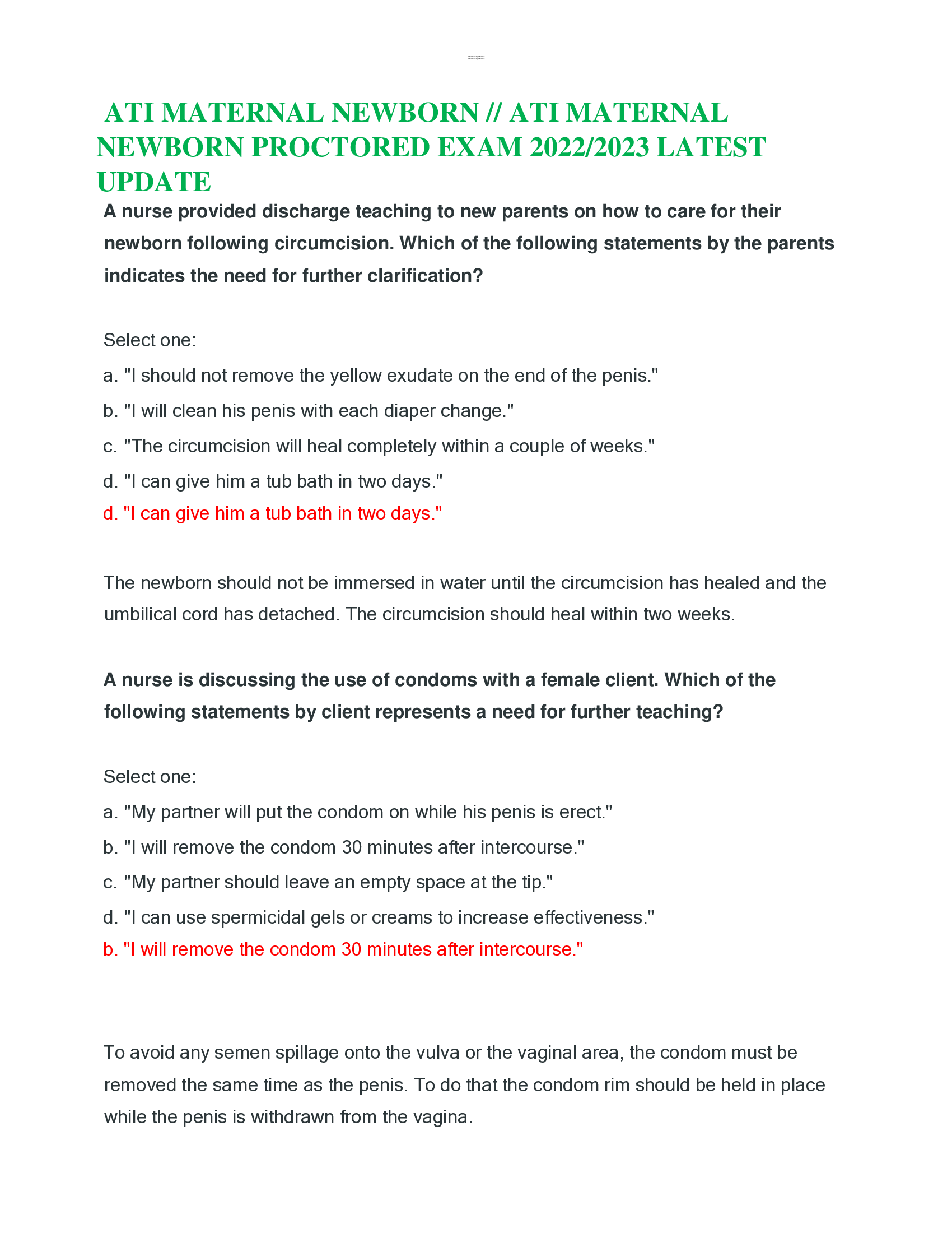 ATI MATERNAL NEWBORN