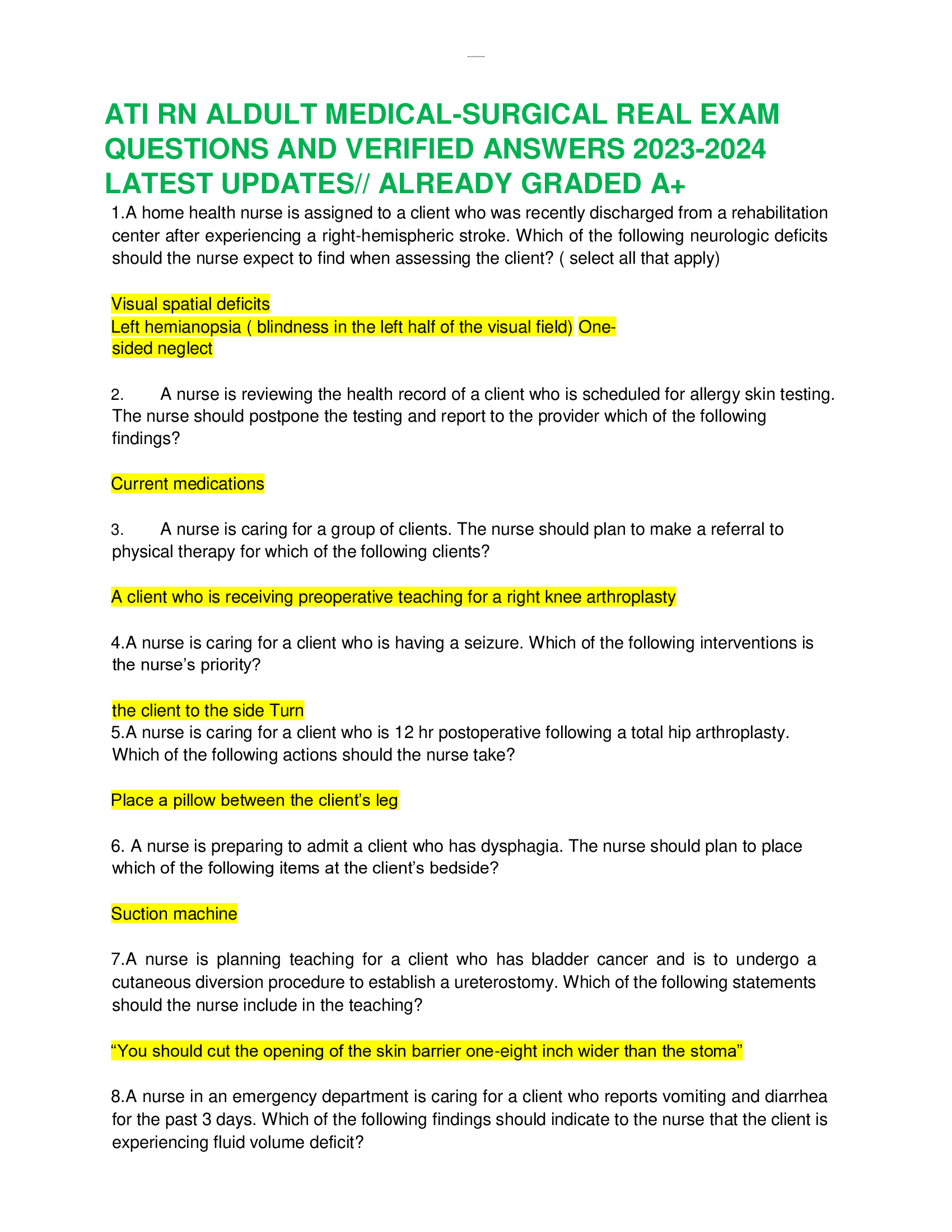 ATI RN ALDULT MEDICAL-SURGICAL