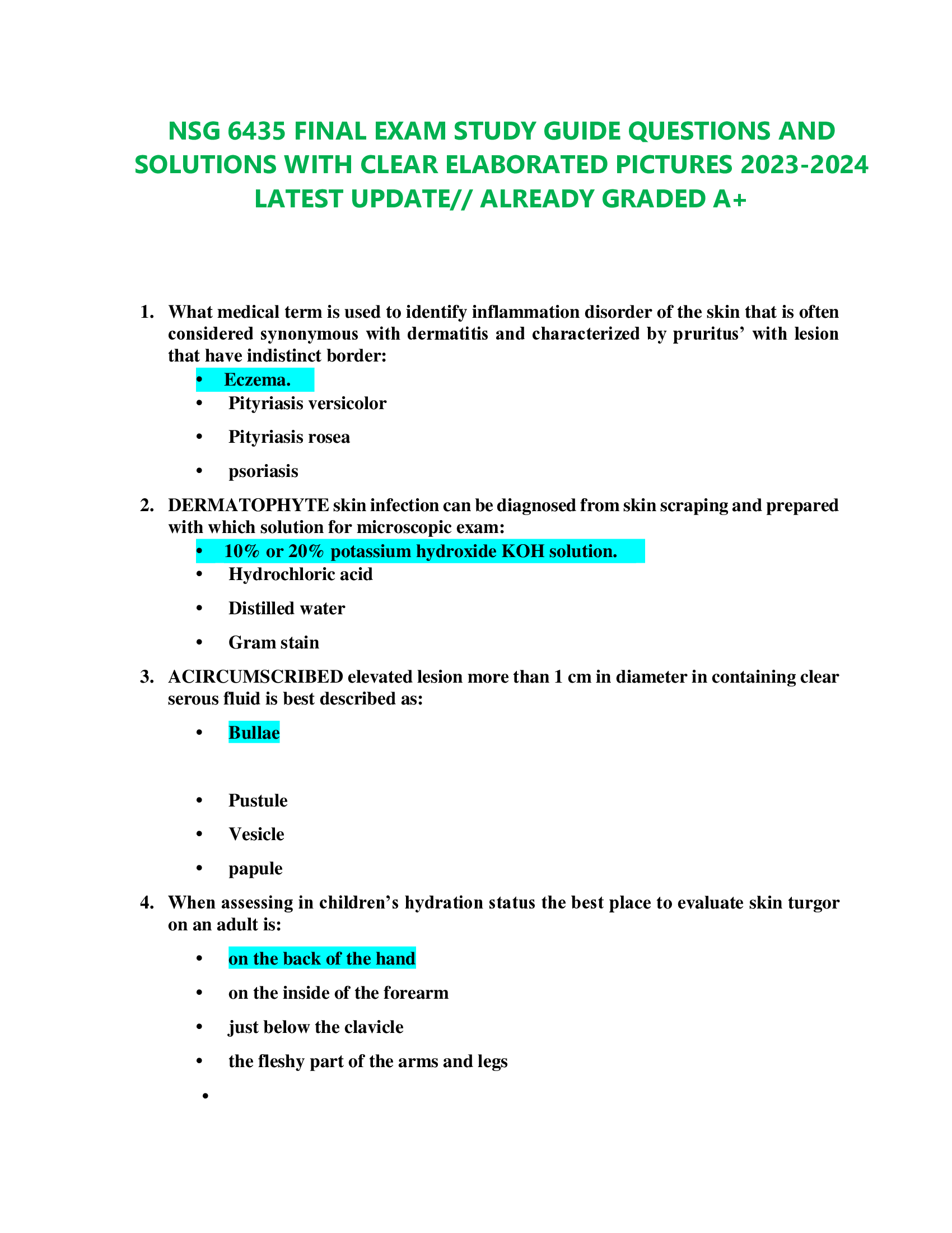 NSG 6435 FINAL EXAM STUDY GUIDE