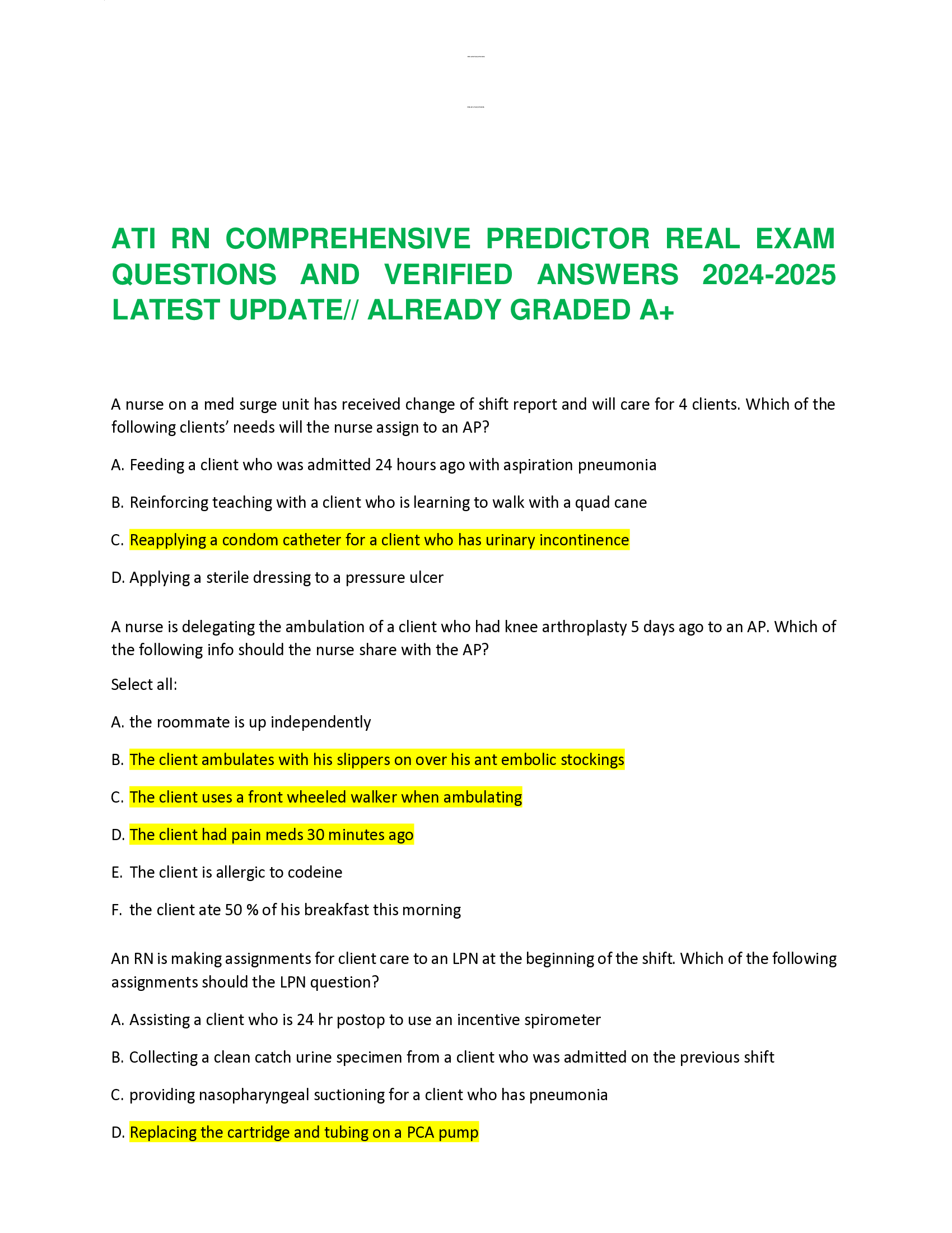 ATI RN COMPREHENSIVE PREDICTOR