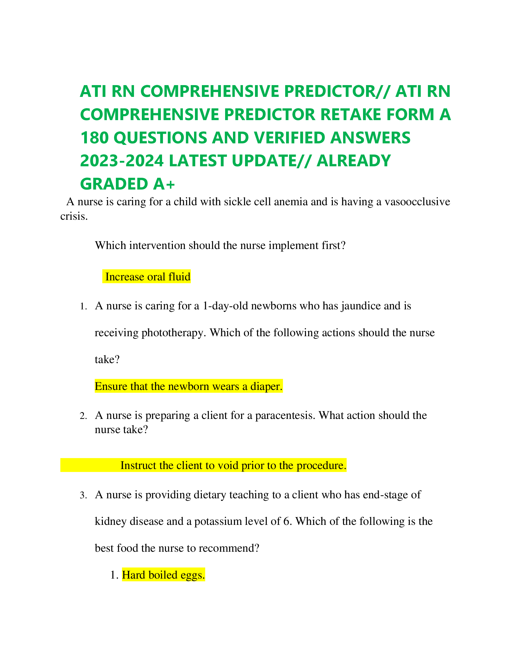 ATI RN COMPREHENSIVE PREDICTOR/.