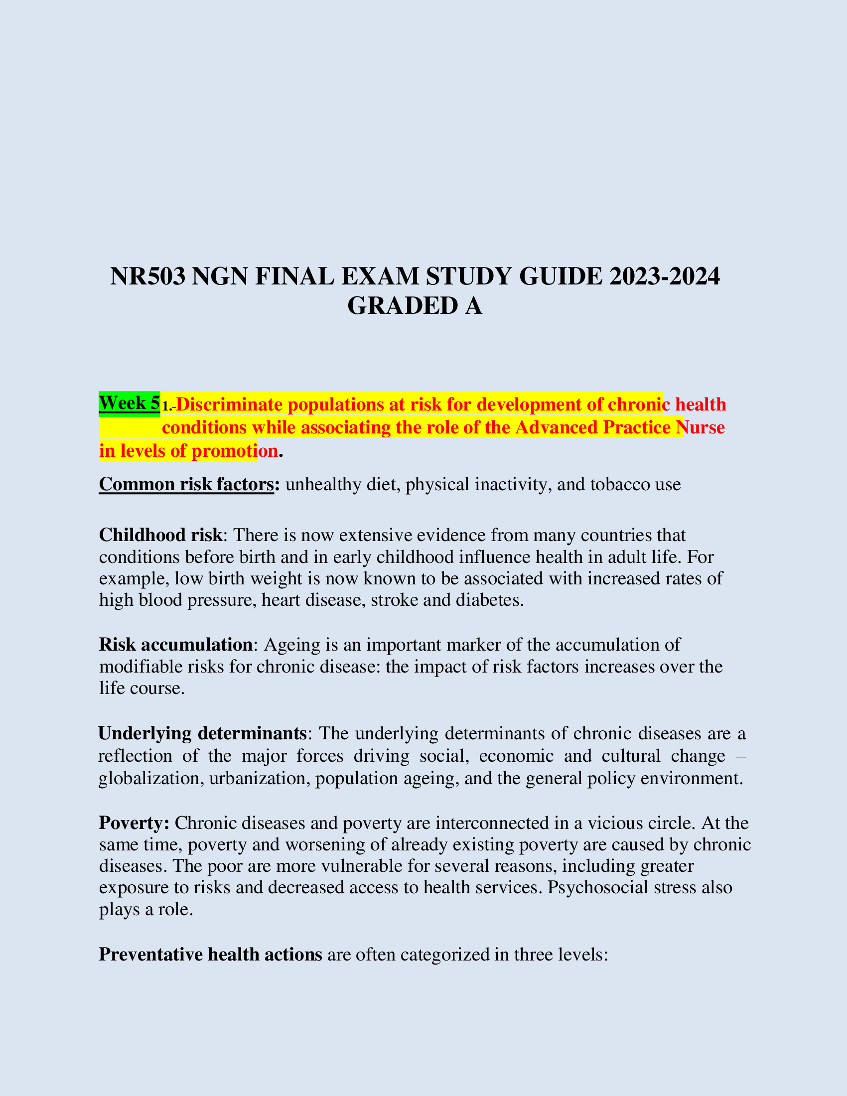 NR503 NGN FINAL EXAM STUDY GUIDE 2023-2024  GRADED A