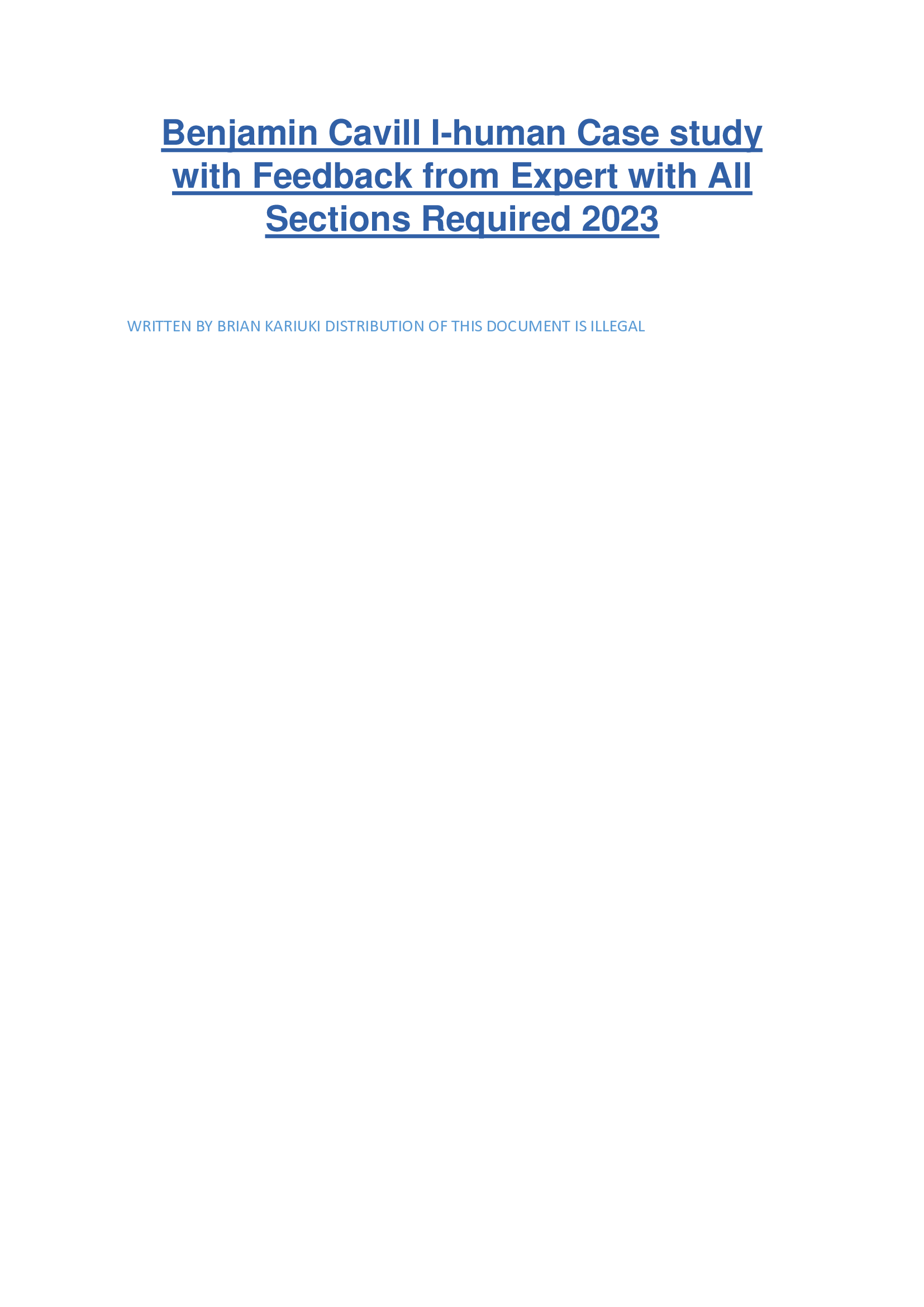 Benjamin Cavill I-human Case study  with Feedback from Expert with All  Sections Required 2023