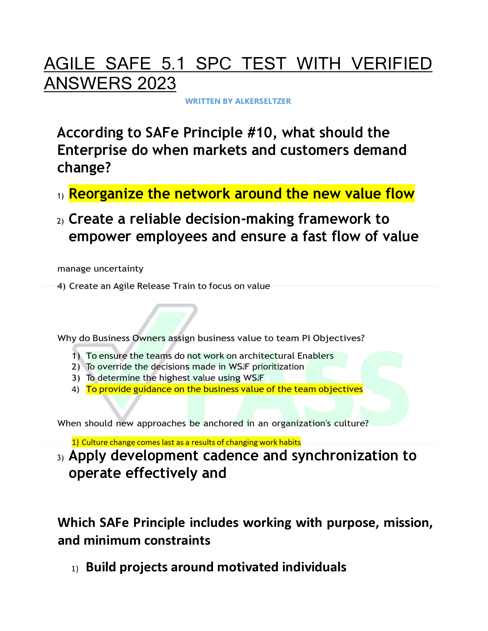 AGILE SAFE 5.1 SPC TEST WITH VERIFIED  ANSWERS 2023