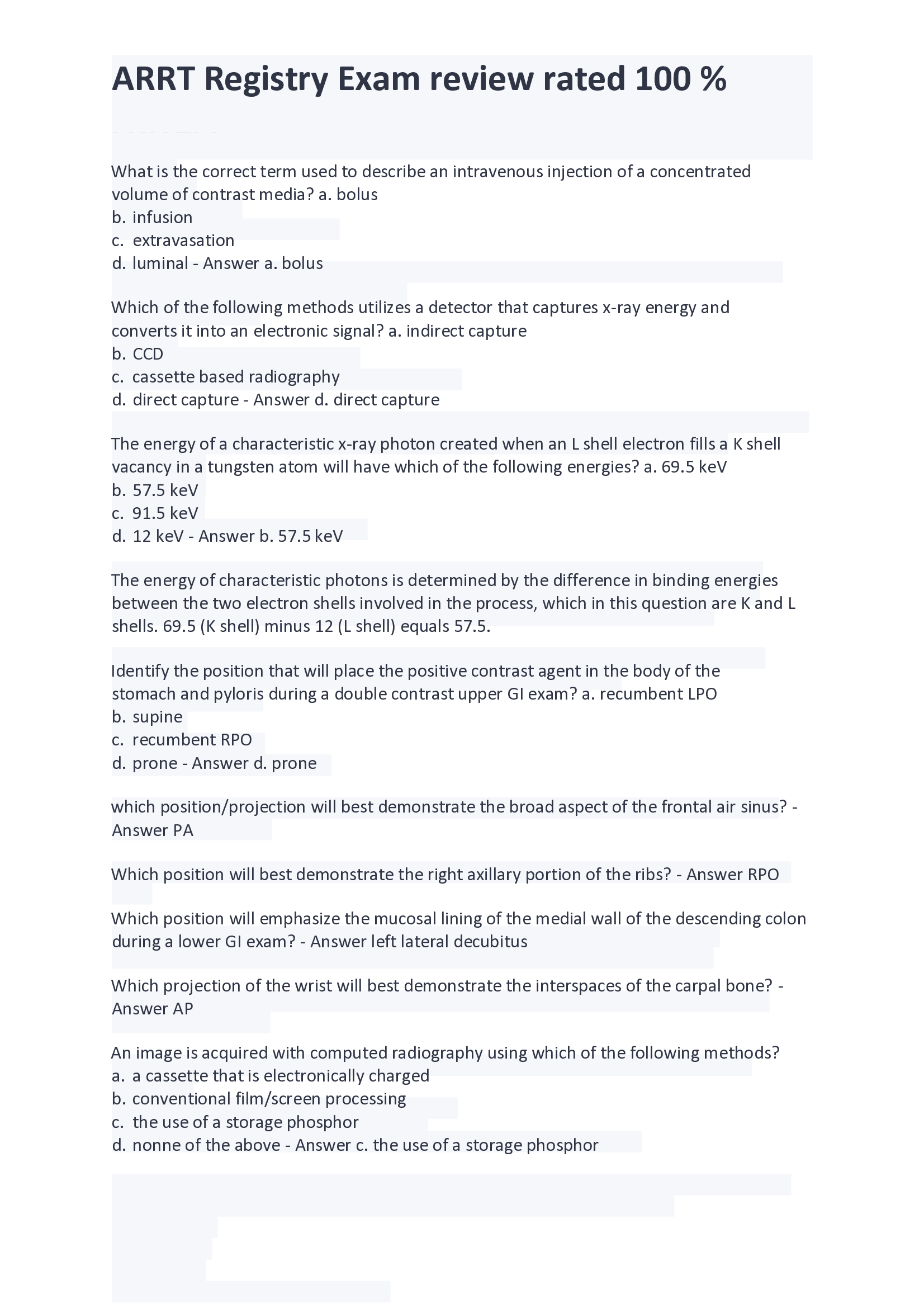 ARRT Registry Exam review rated 100 %