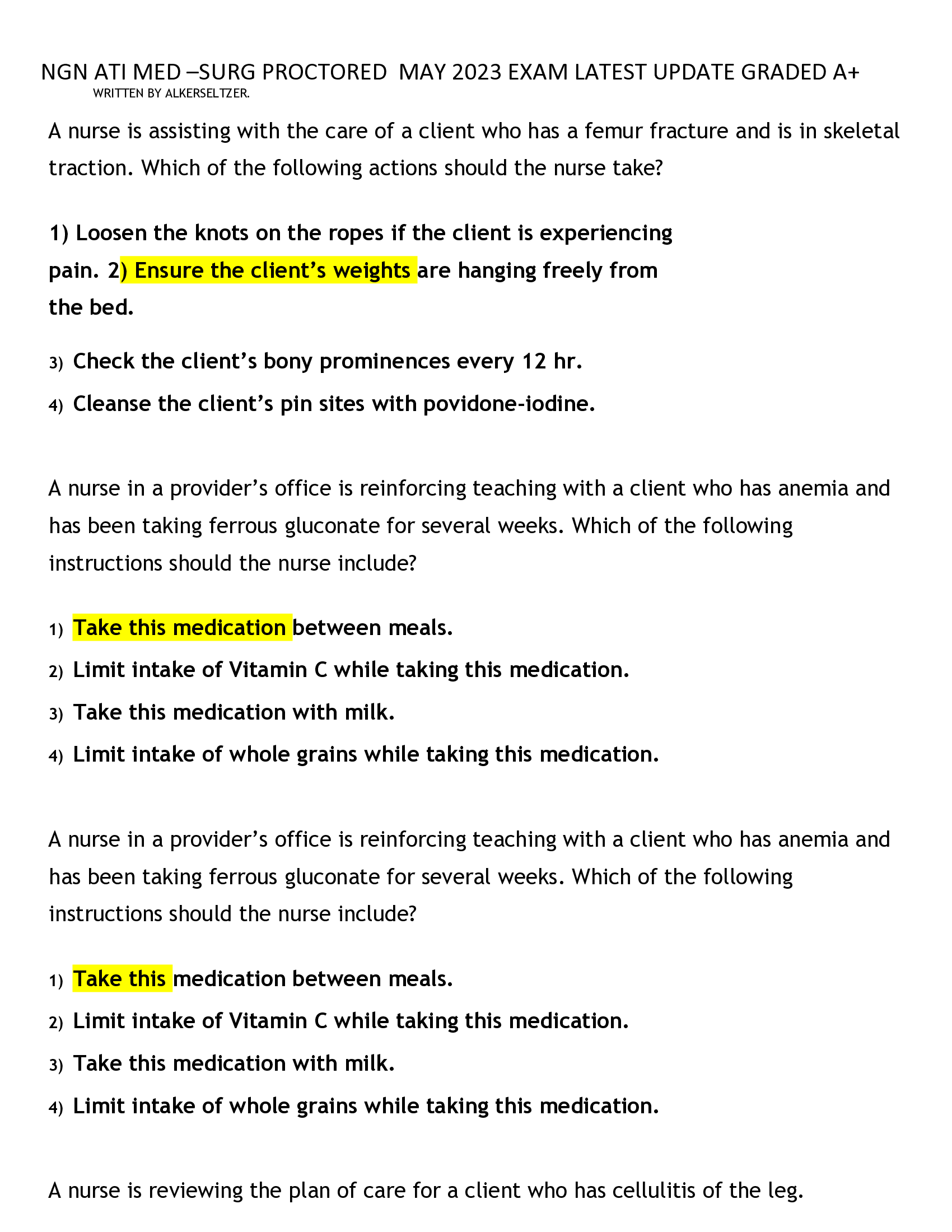 NGN ATI MED –SURG PROCTORED MAY 2023 EXAM LATEST UPDATE GRADED A+