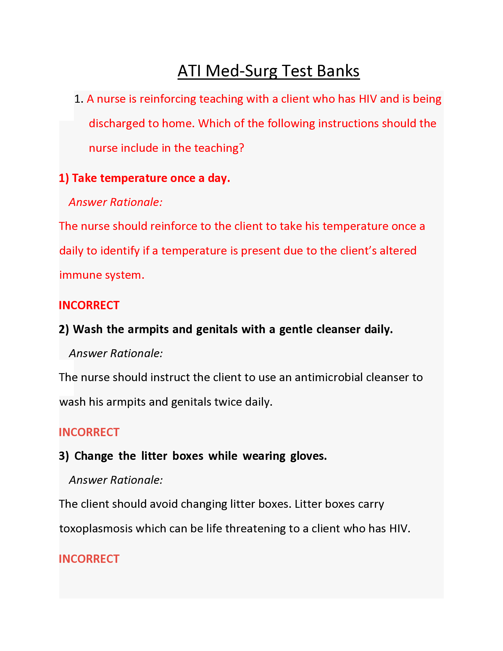 ATI Med-Surg Test Banks