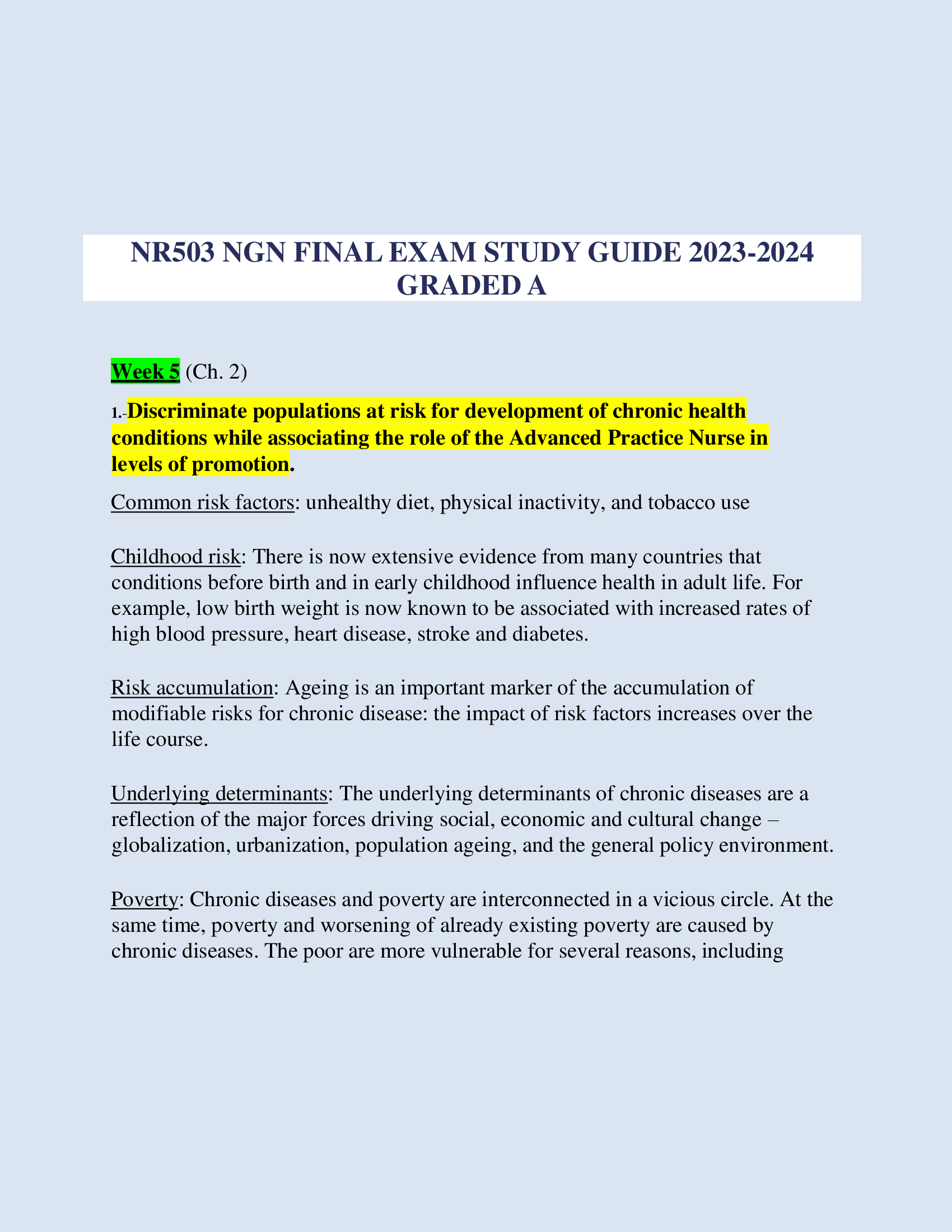 NR503 NGN FINAL EXAM STUDY GUIDE 2023-2024