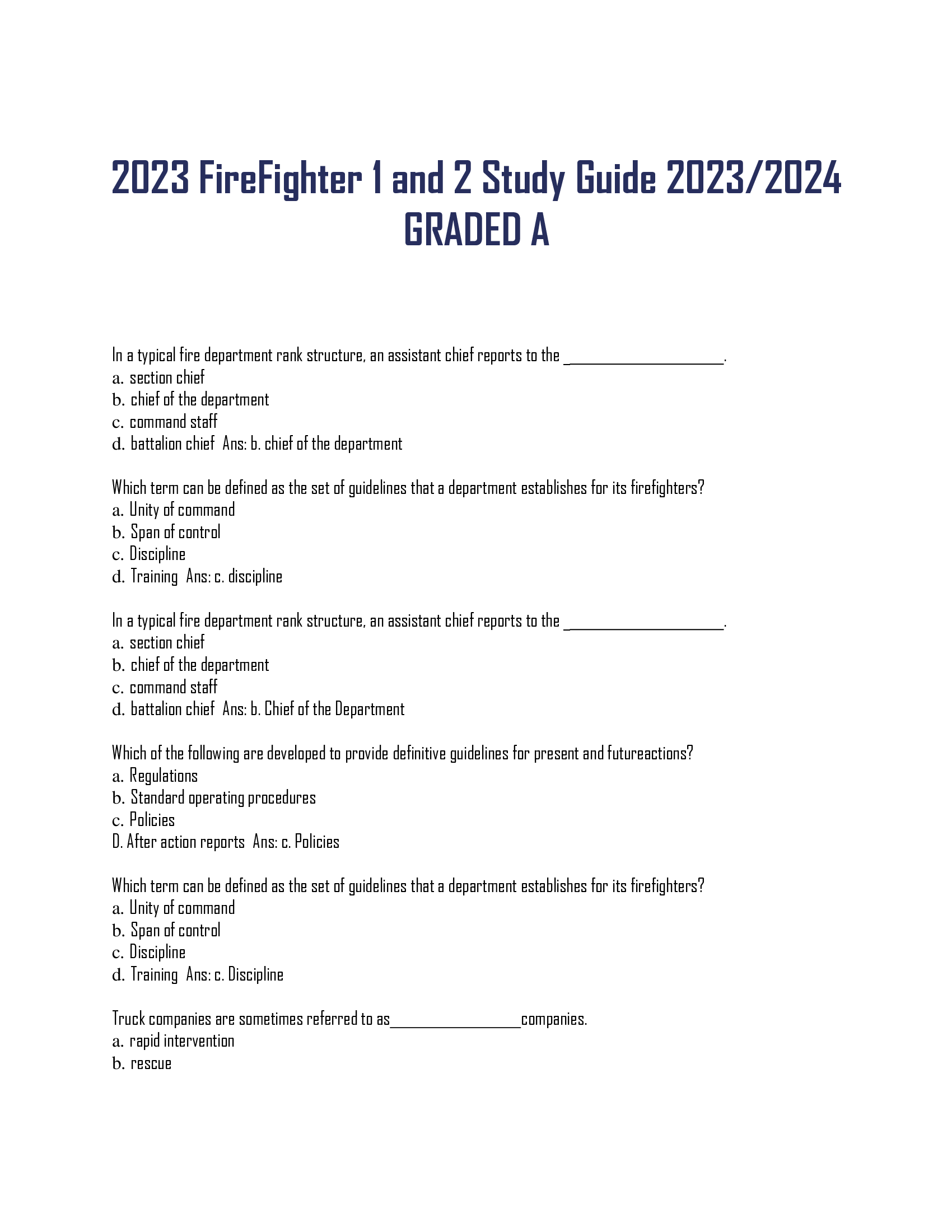 2023 FireFighter 1 and 2 Study Guide 2023, 2024