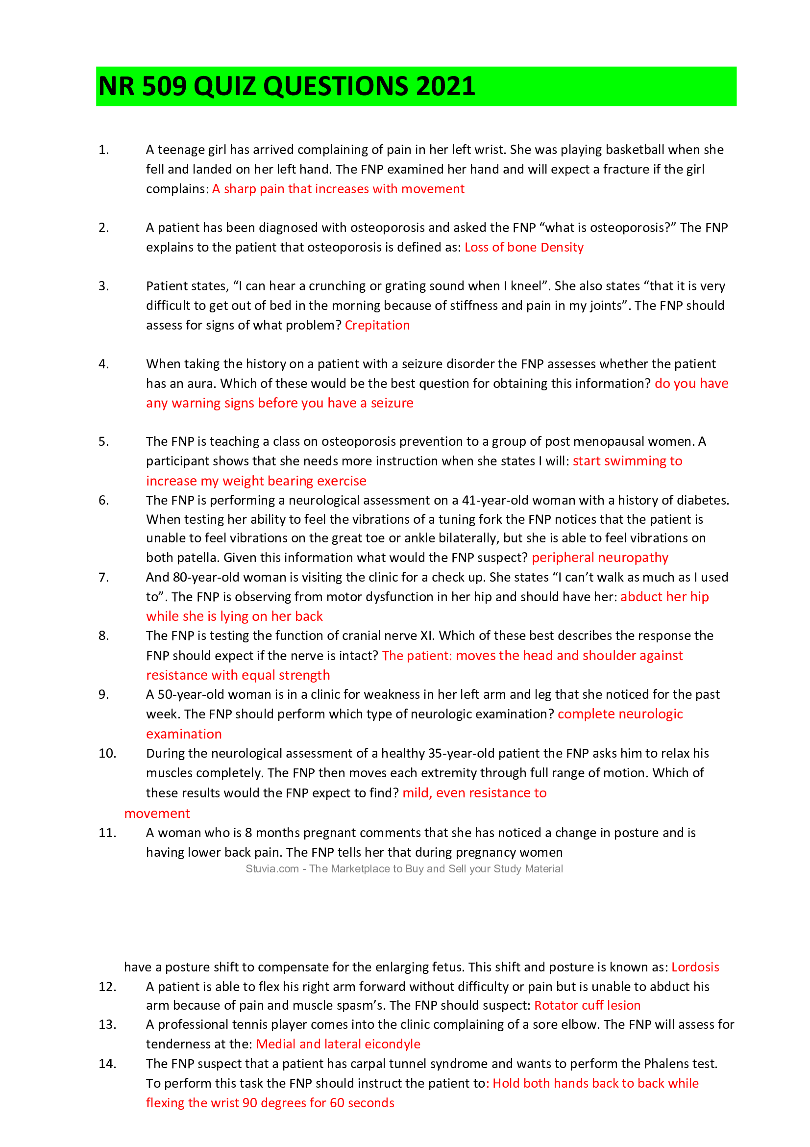 NR 509 QUIZ QUESTIONS 2021