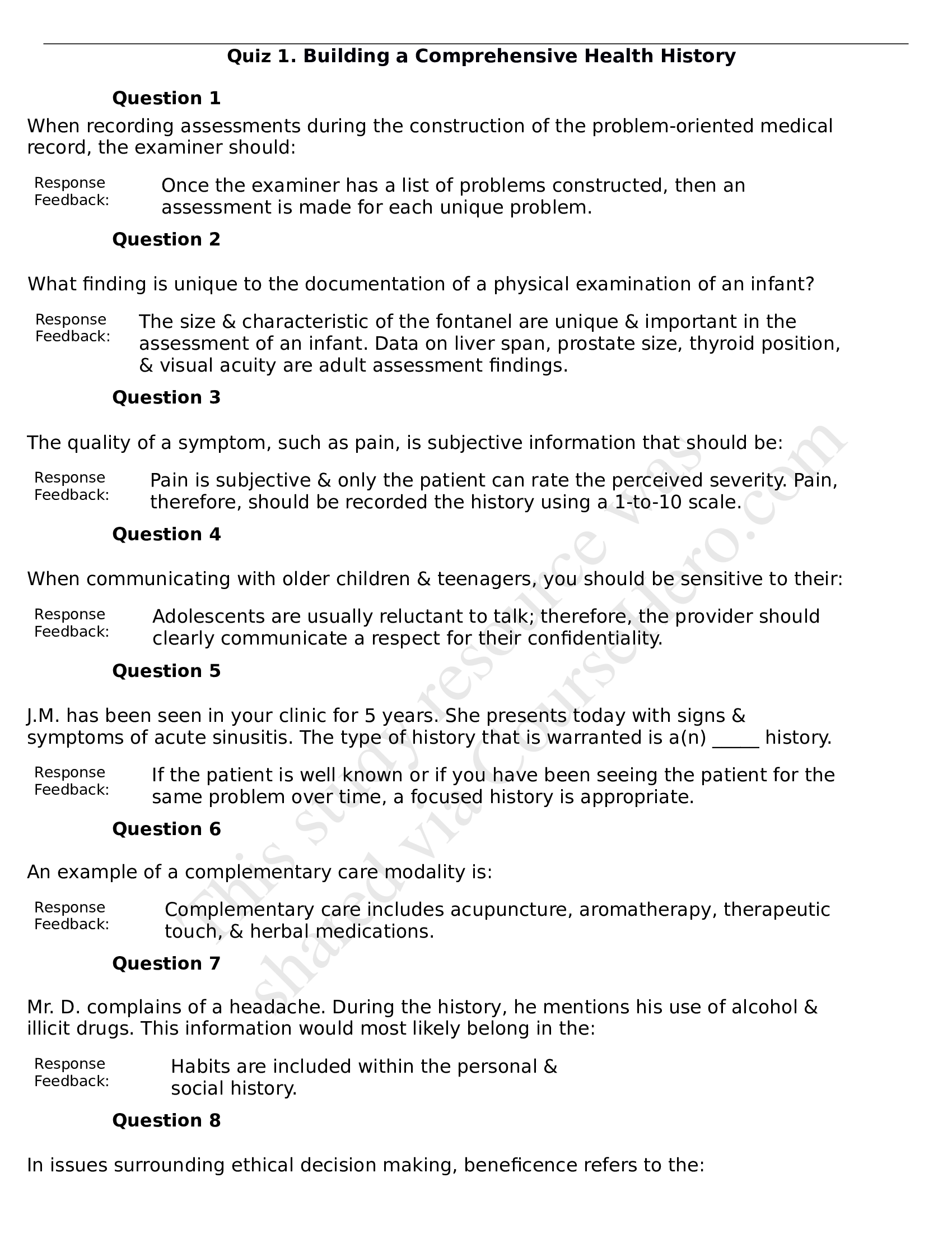 NSG 6020 Week 1 Quiz-Question and Answers: South University