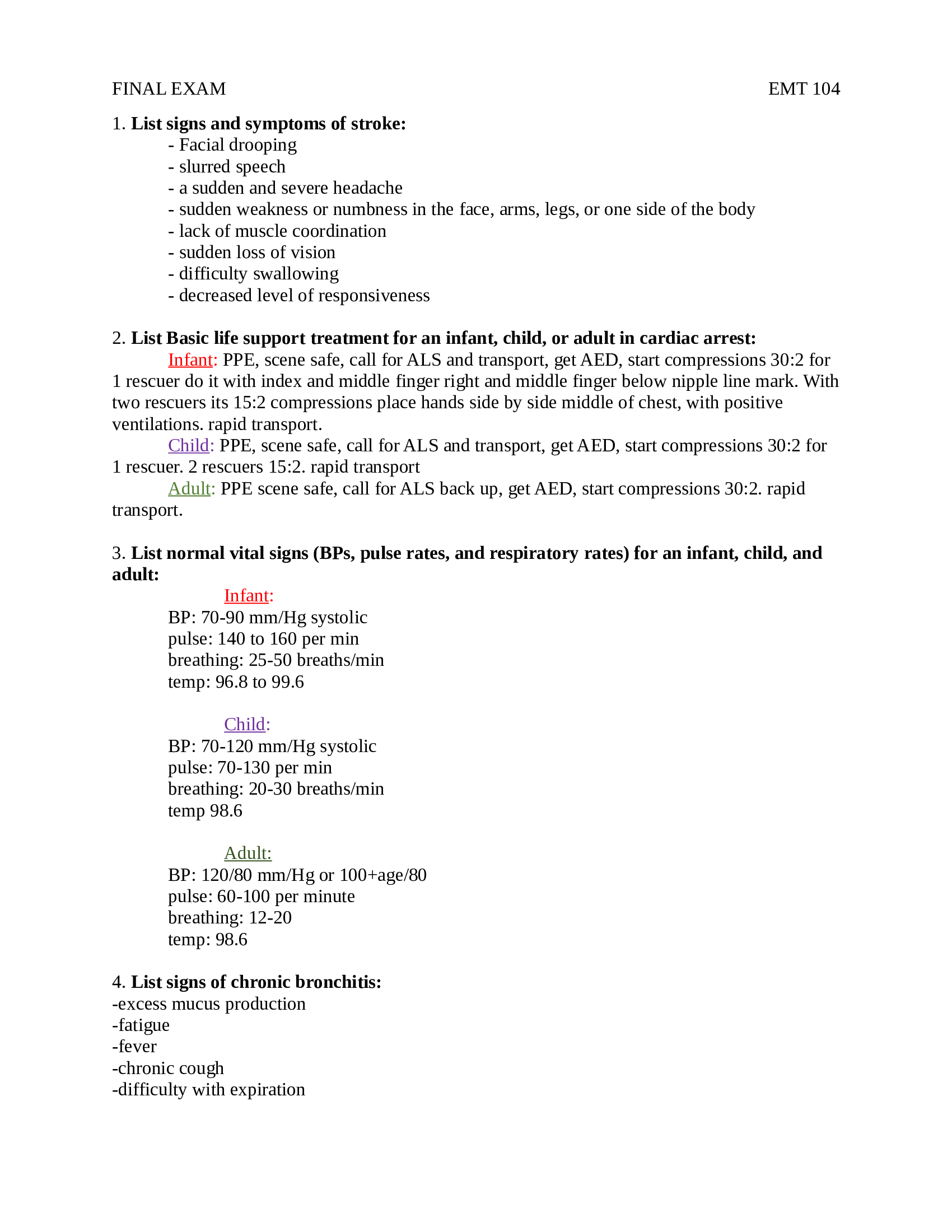 EMT 104 Final Exam Questions and Answers 2022