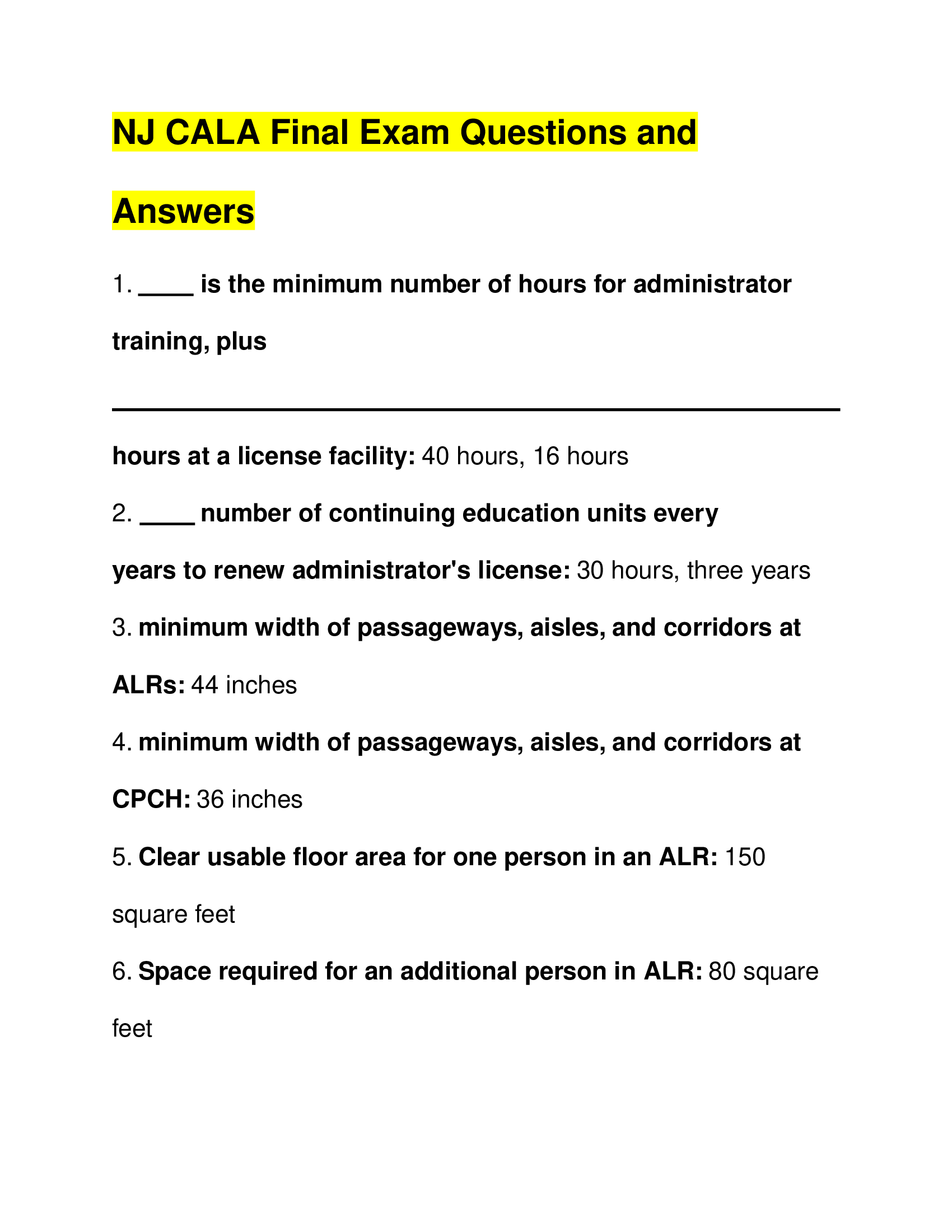 NJ CALA Final Exam Questions and Answers 2026