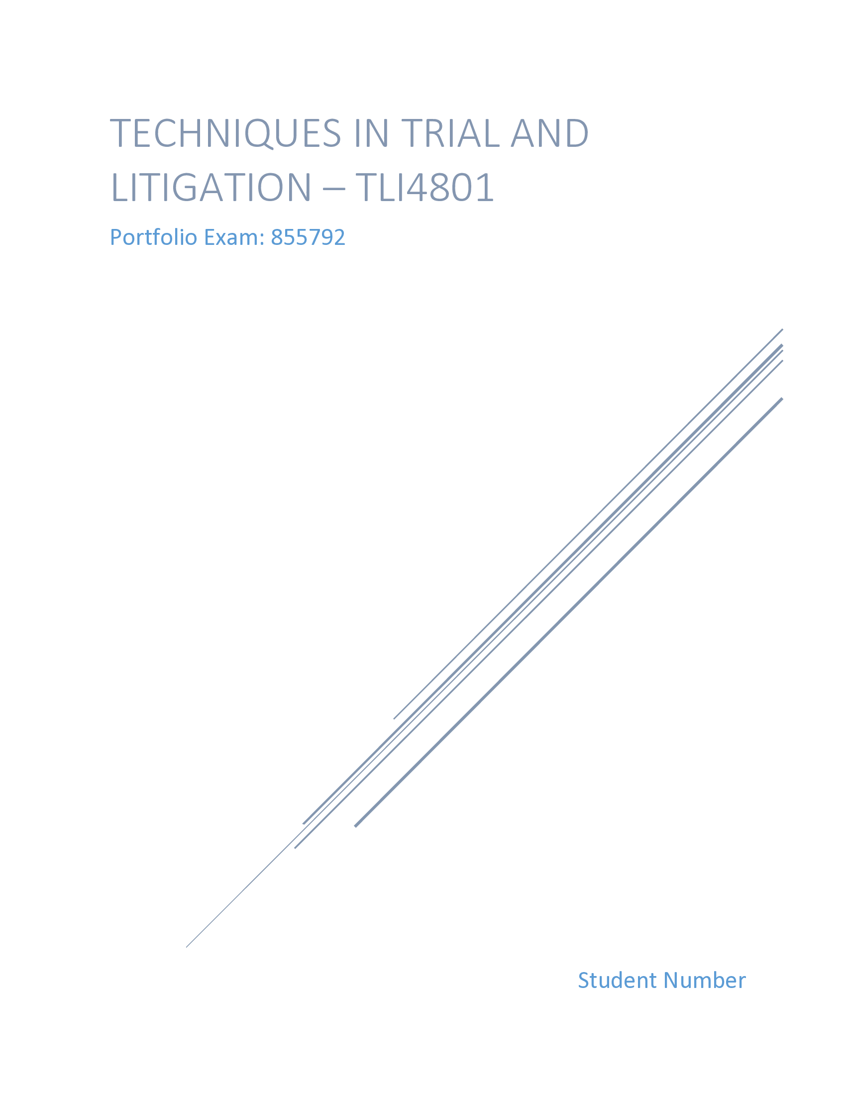 TLI4801 - Techniques In Trial And Litigation (TLI4801 ECP PORTFOLIO)