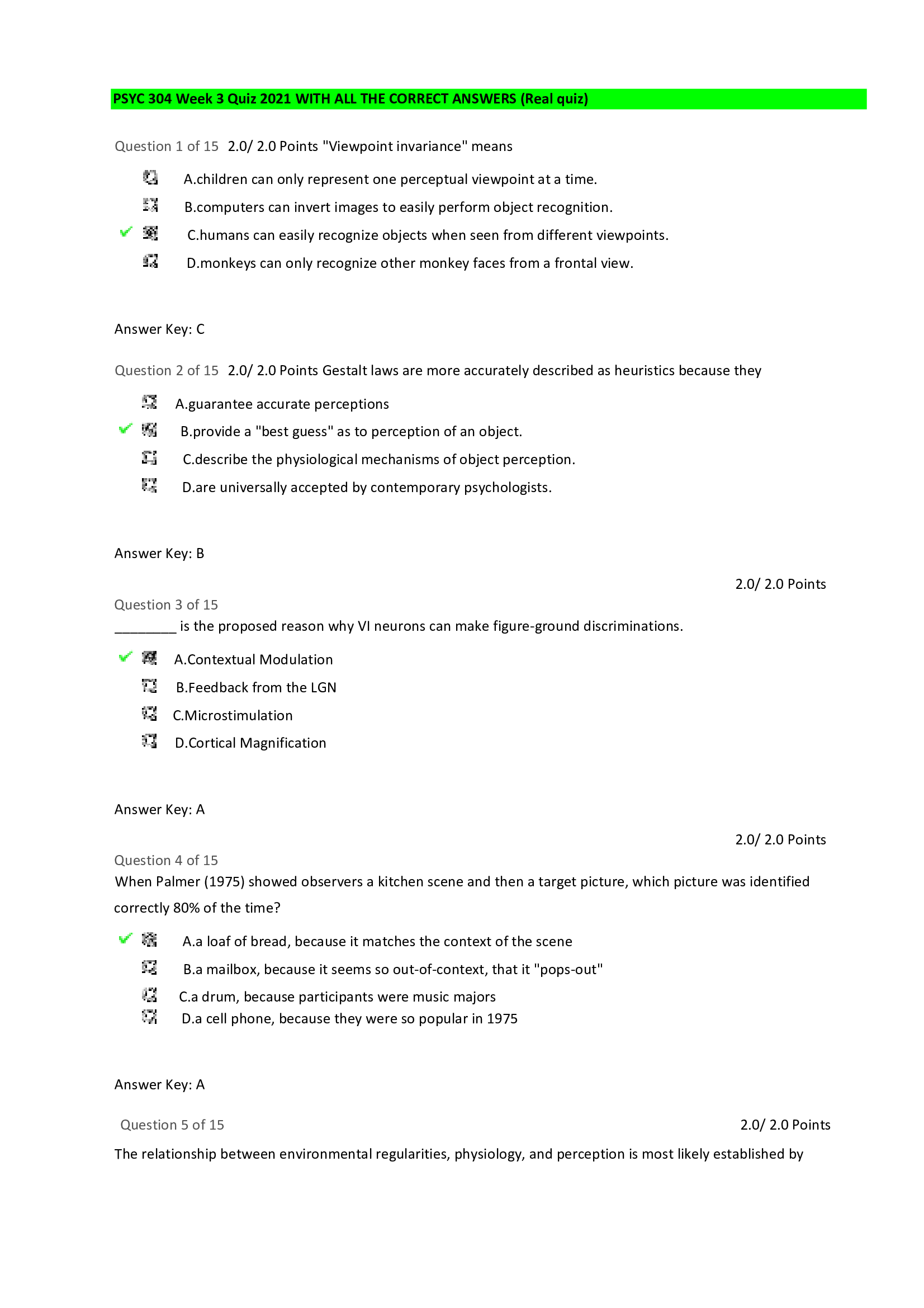 PSYC 304 Week 3 Quiz 2021 WITH ALL THE CORRECT ANSWERS (Real quiz)