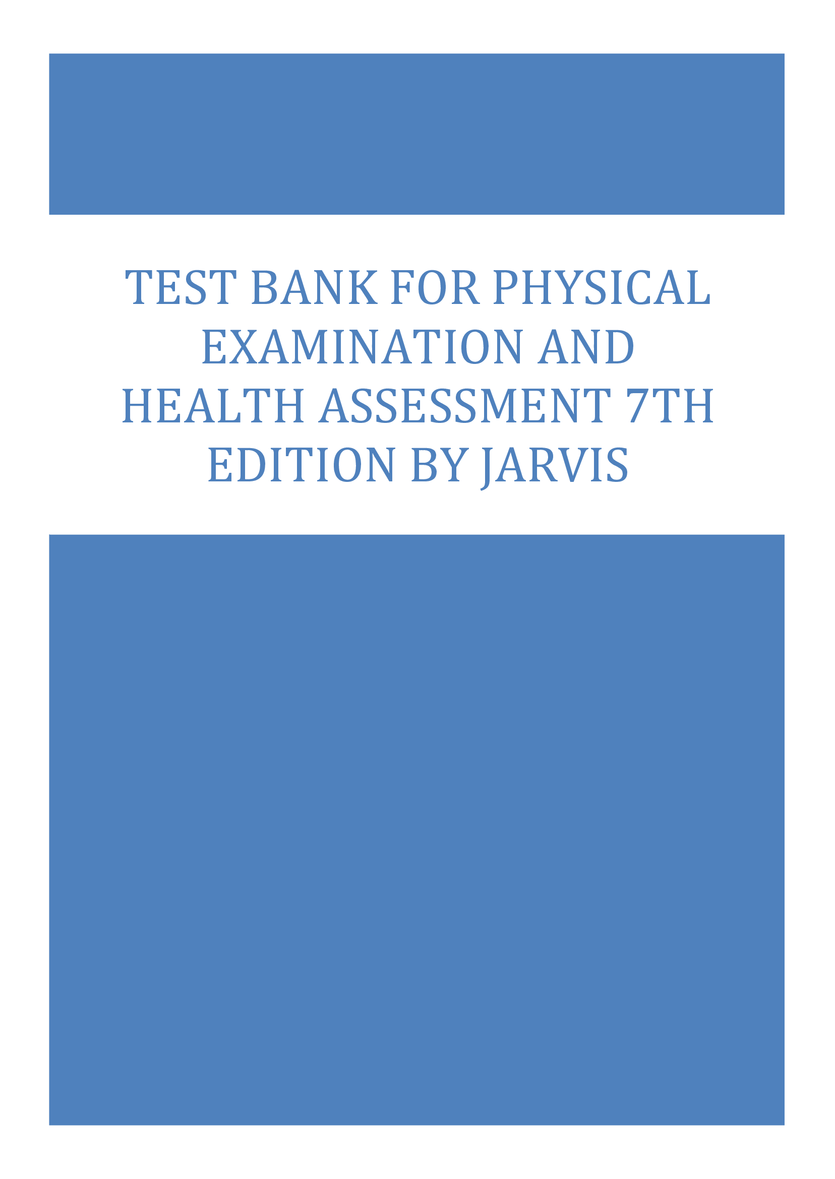 Test Bank for Physical Examination and Health Assessment 7th edition by Jarvis