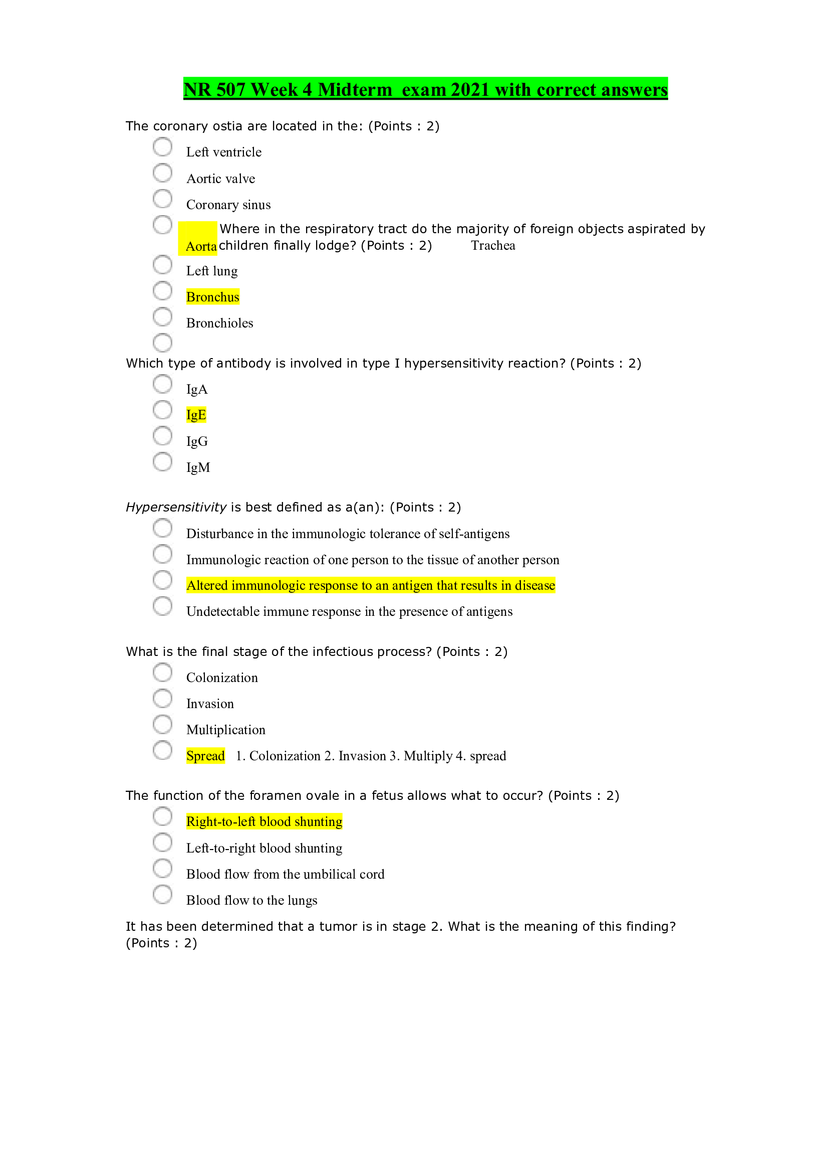 NR 507 Week 4 Midterm  exam 2021 with correct answers