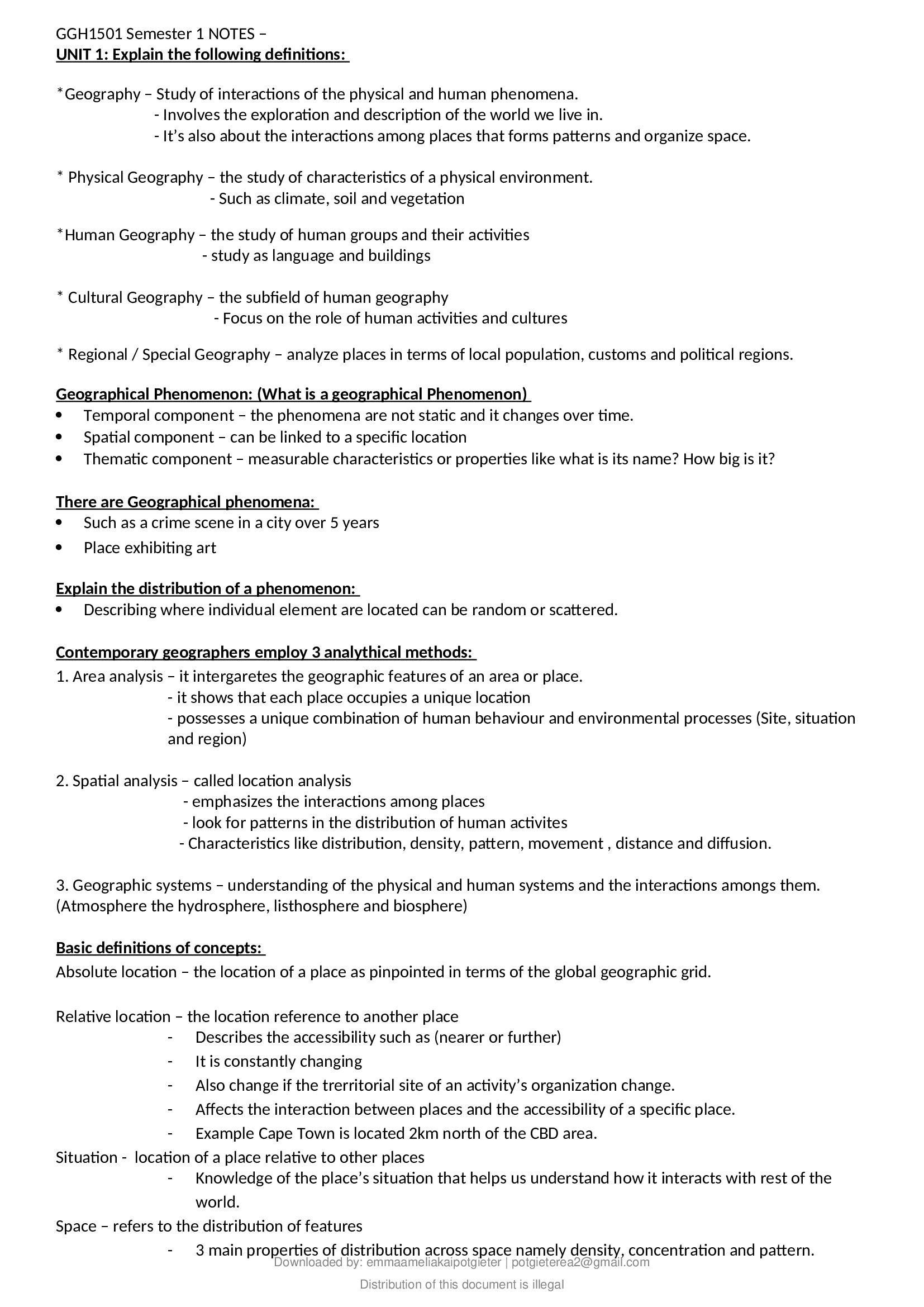 GGH1501 EXAM PREP STUDY NOTES
