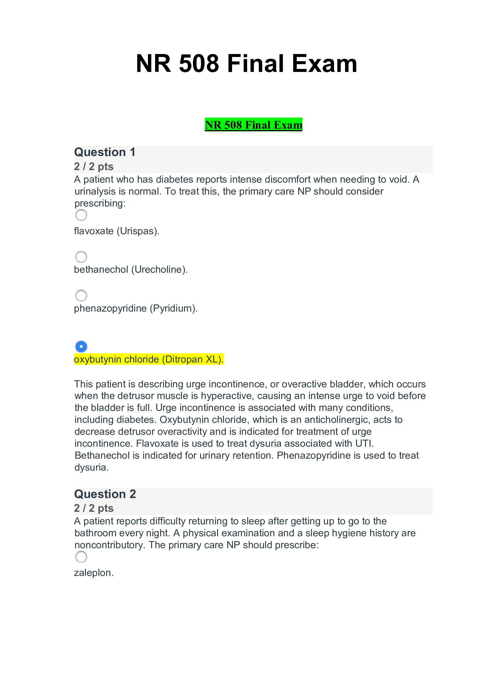 NR 508 Final Exam 2021