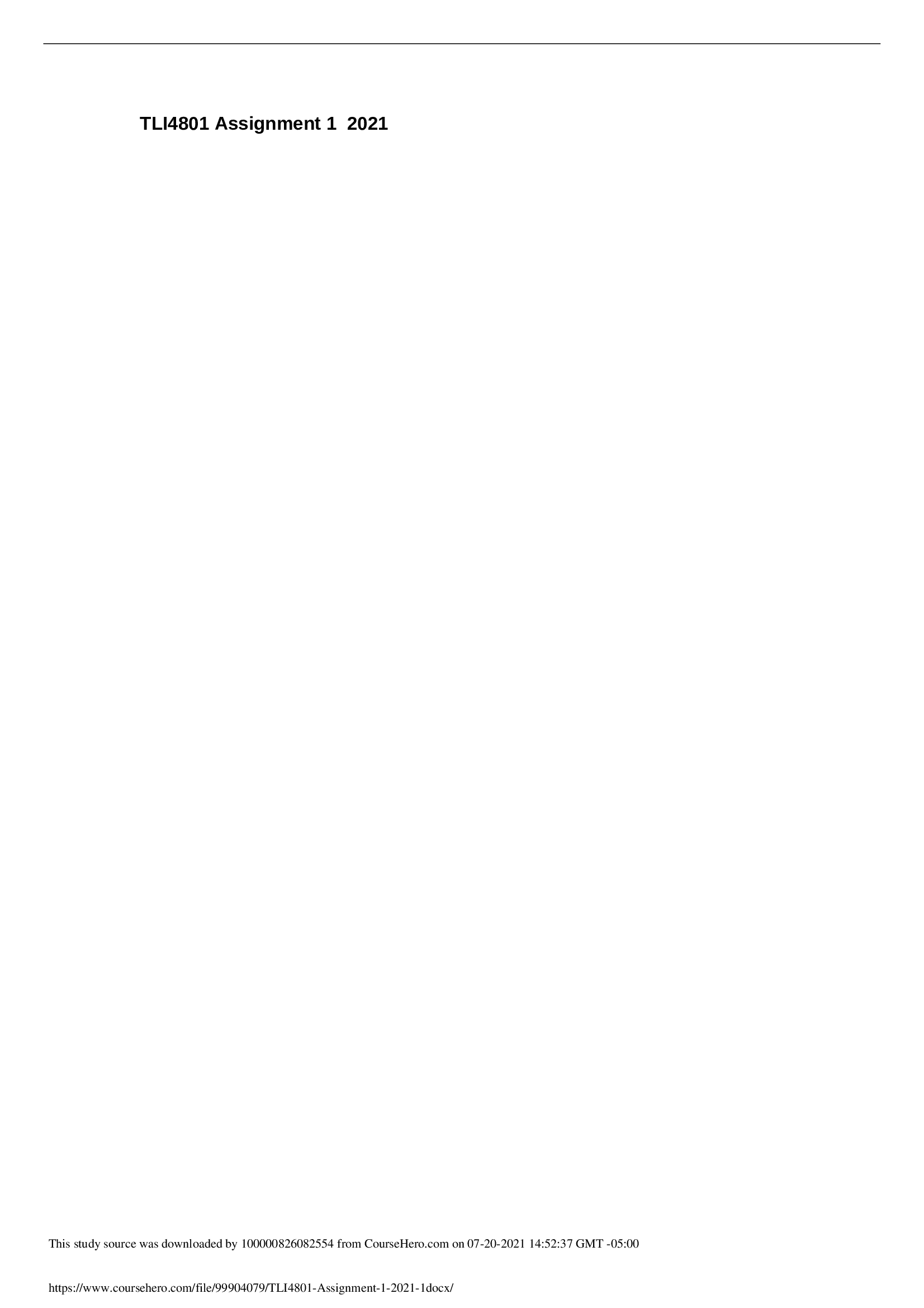 TLI4801 Assignment 1 2021