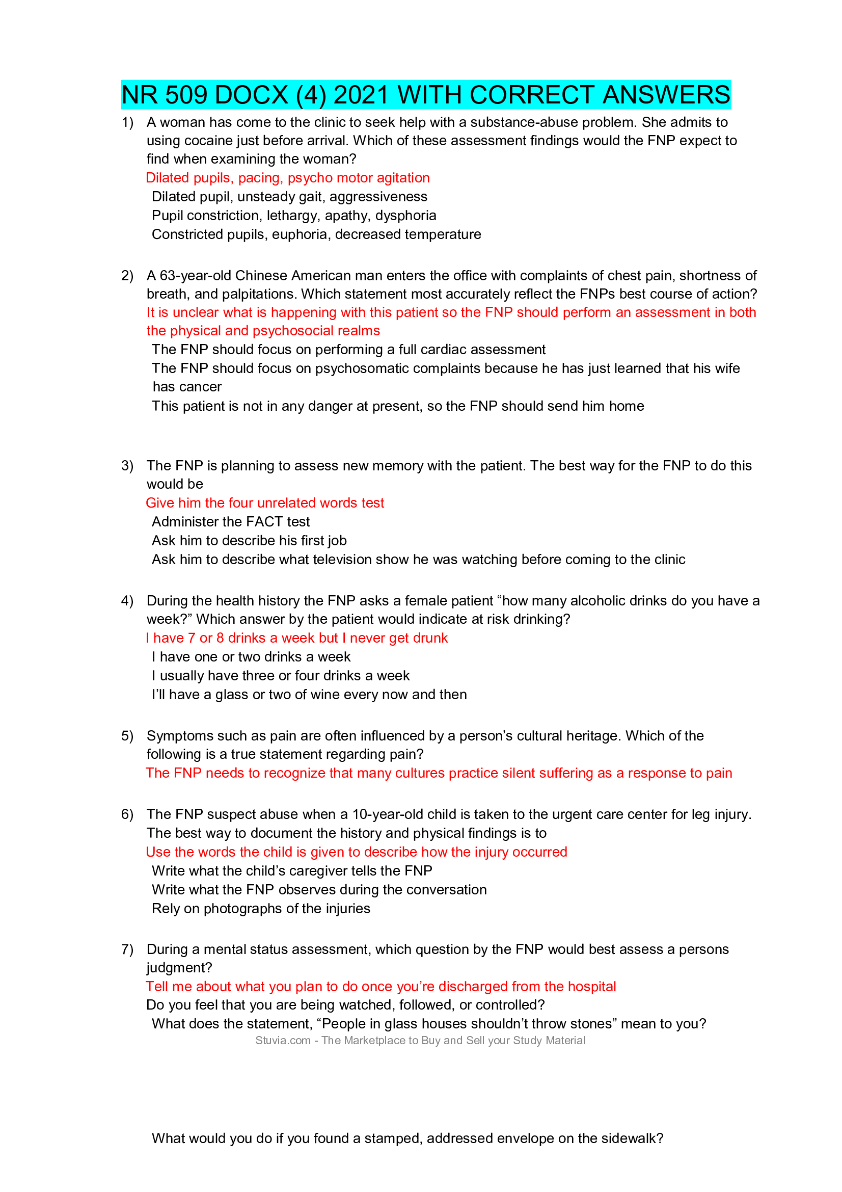 NR 509 2021 WITH CORRECT ANSWERS