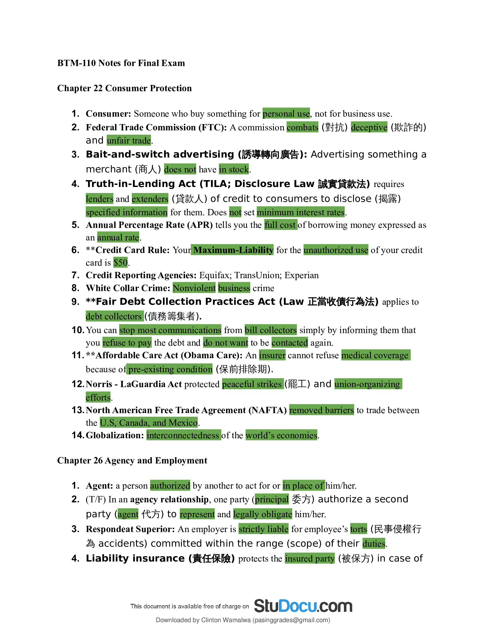 BTM110 Notes for Exam 3