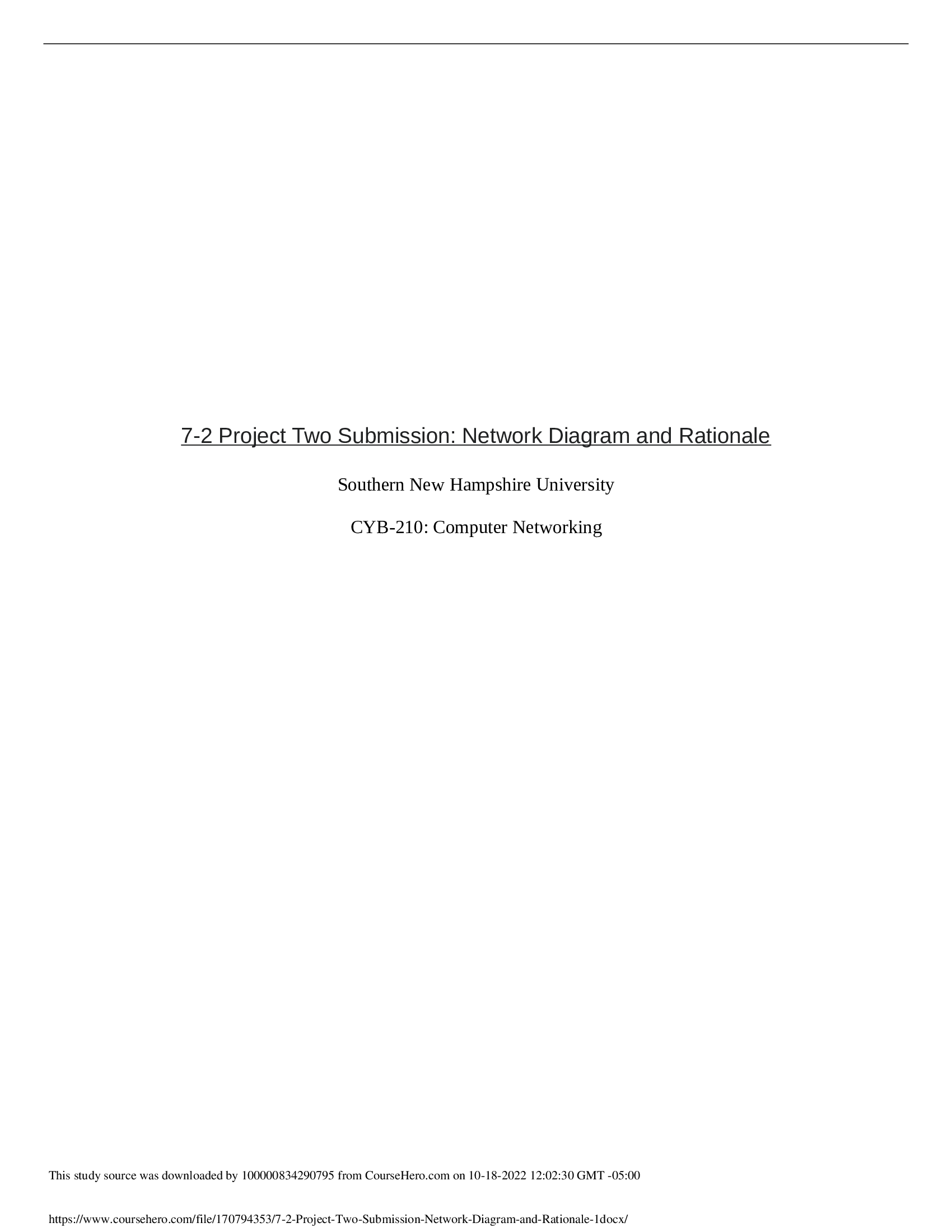 CYB-210 7-2 Project One Network Diagram and Rationale