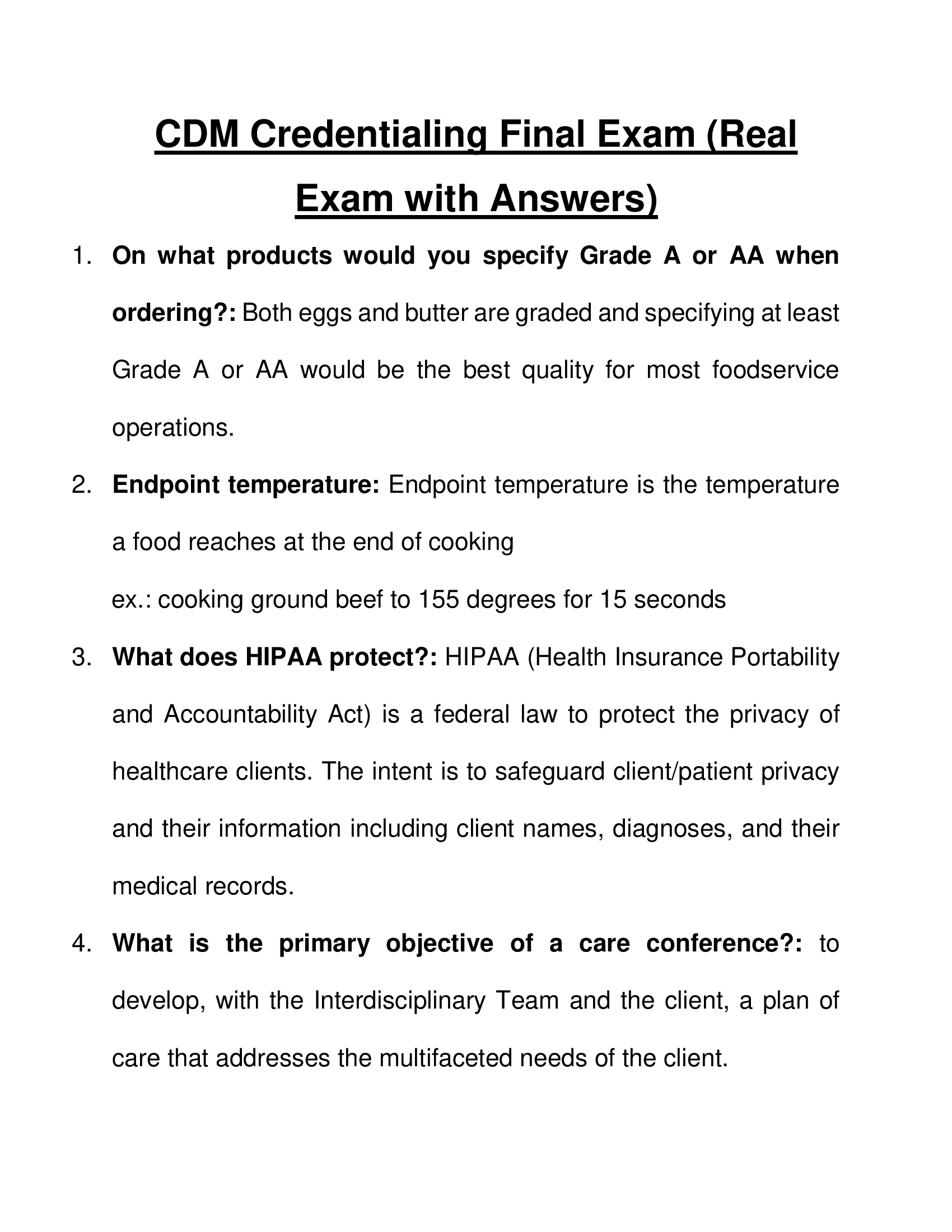 CDM Credentialing Final Exam (Real Exam with Answers) 2023