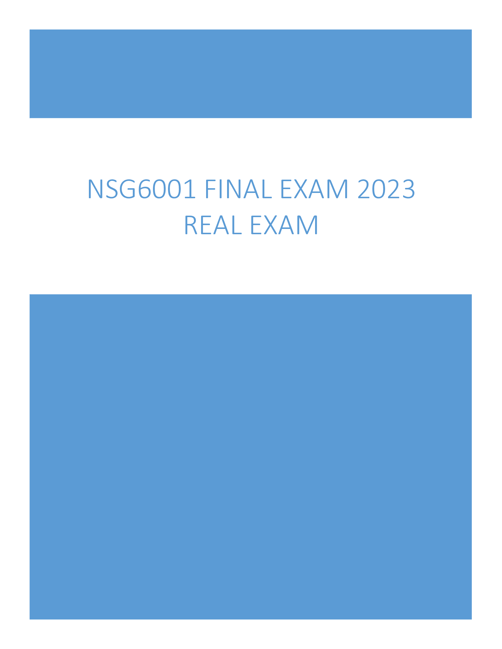 NSG6001 Final Exam 2023  Real exam (60 Questions with Answers)