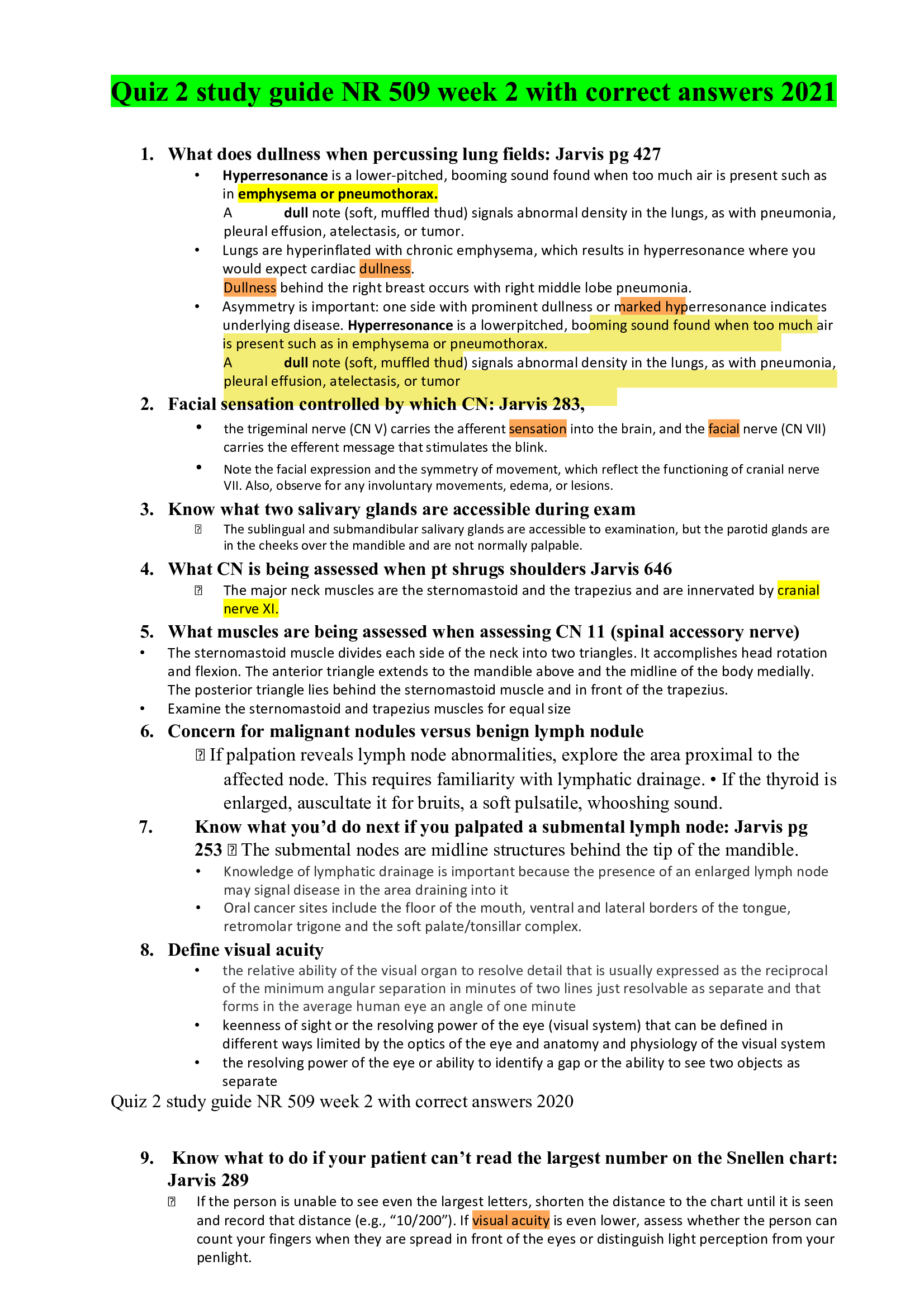 Quiz 2 study guide NR 509 week 2 with correct answers