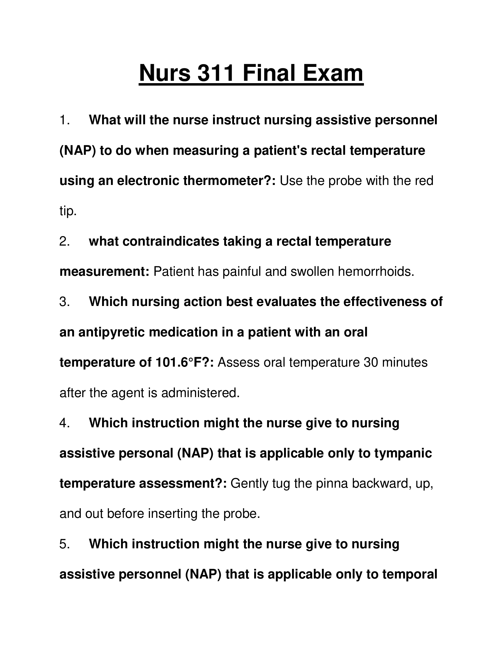 Nurs 311 Final Exam 2023