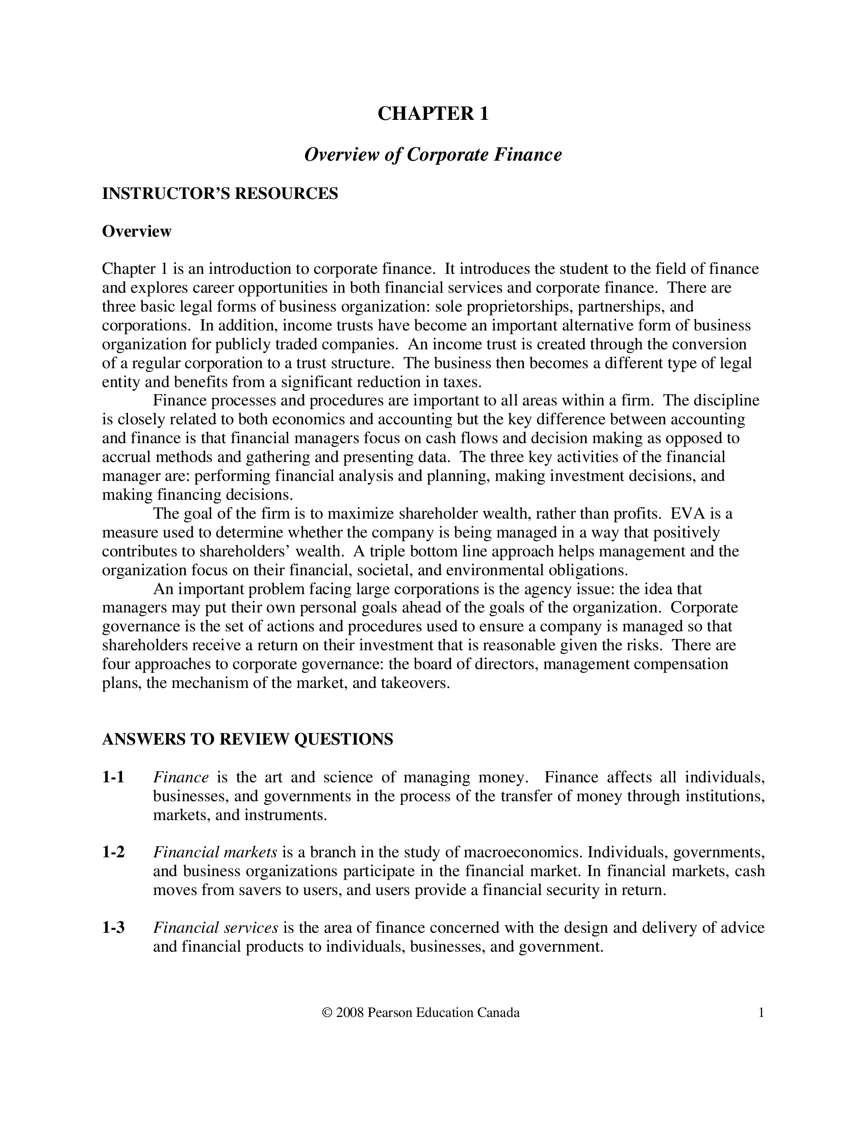 Solution Manual For Principles Of Corporate Finance 2nd Canadian Edition By Gitman