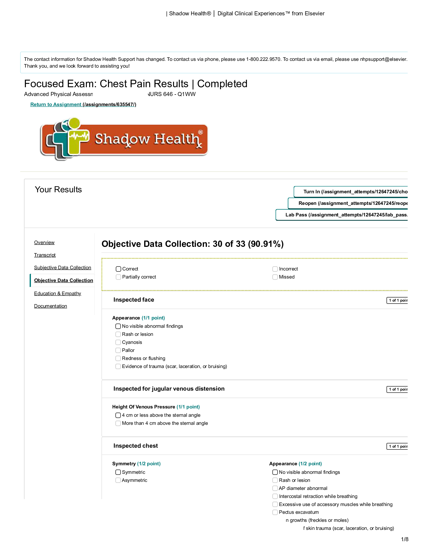 Focused Exam: Chest Pain, Brian Foster Shadow health transcript