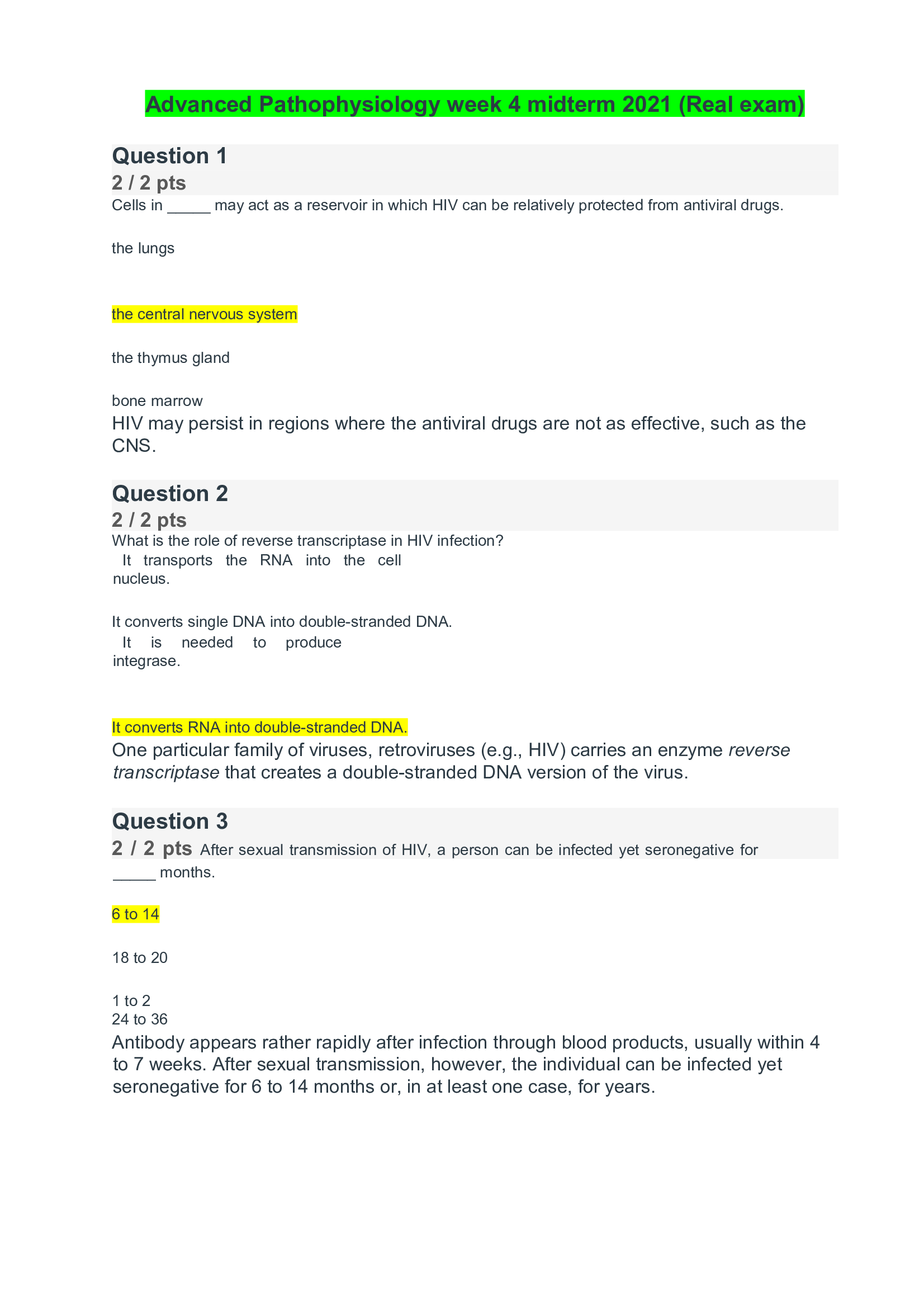 Advanced Pathophysiology week 4 midterm 2021