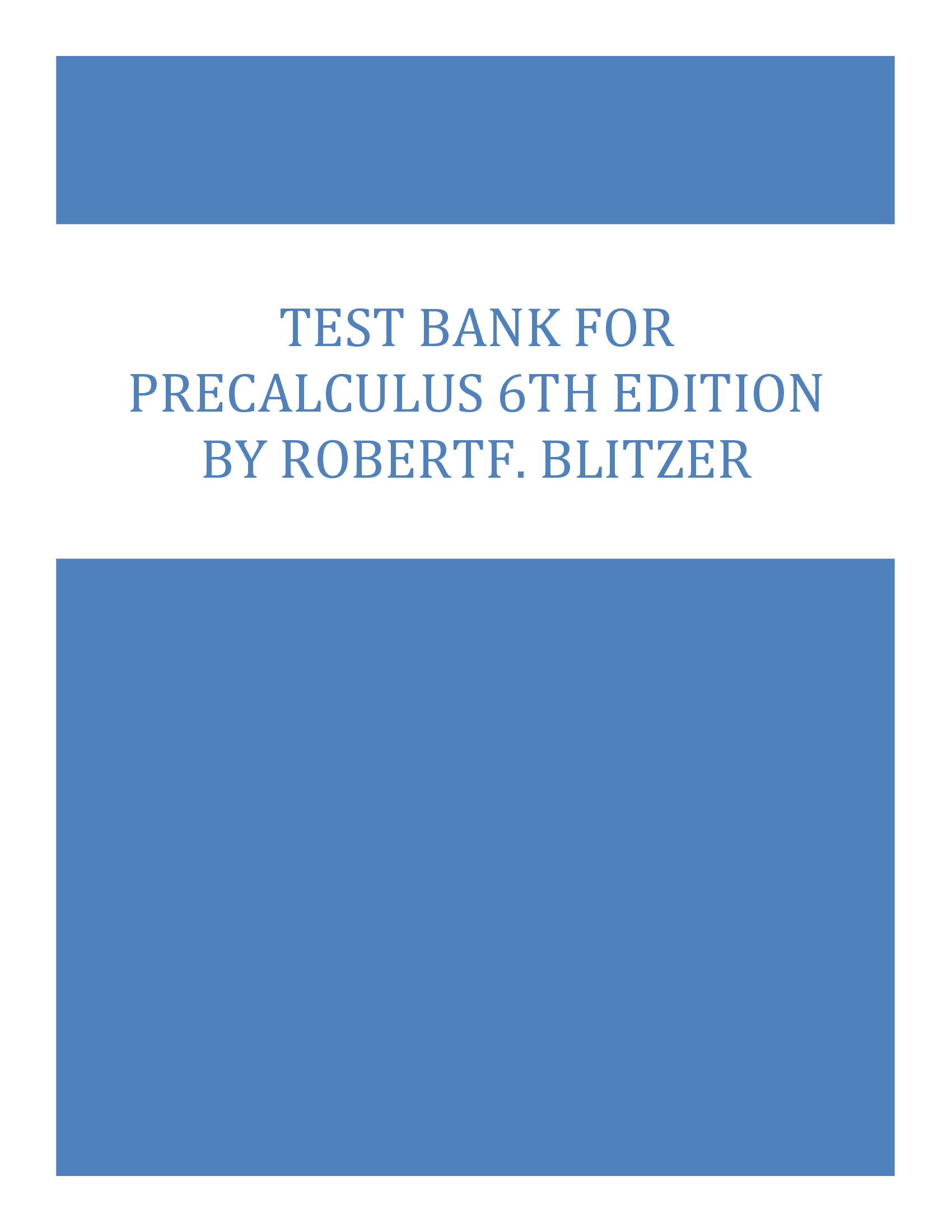 Test bank for Precalculus 6th Edition by Robert F. Blitzer