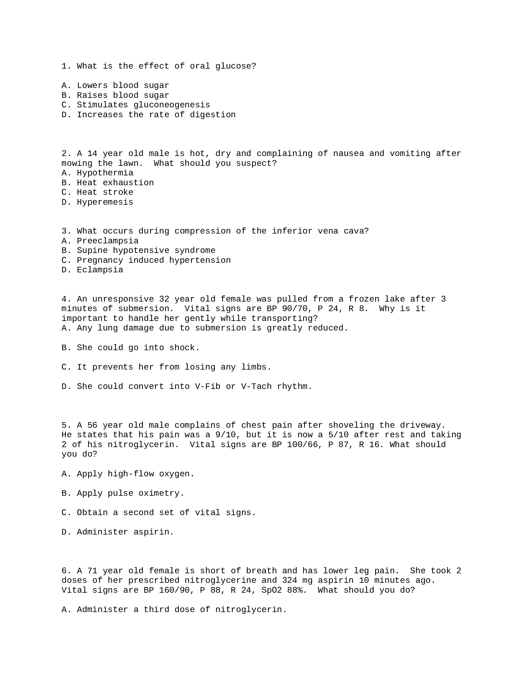 FISDAP Medical Questions with Answers 2022