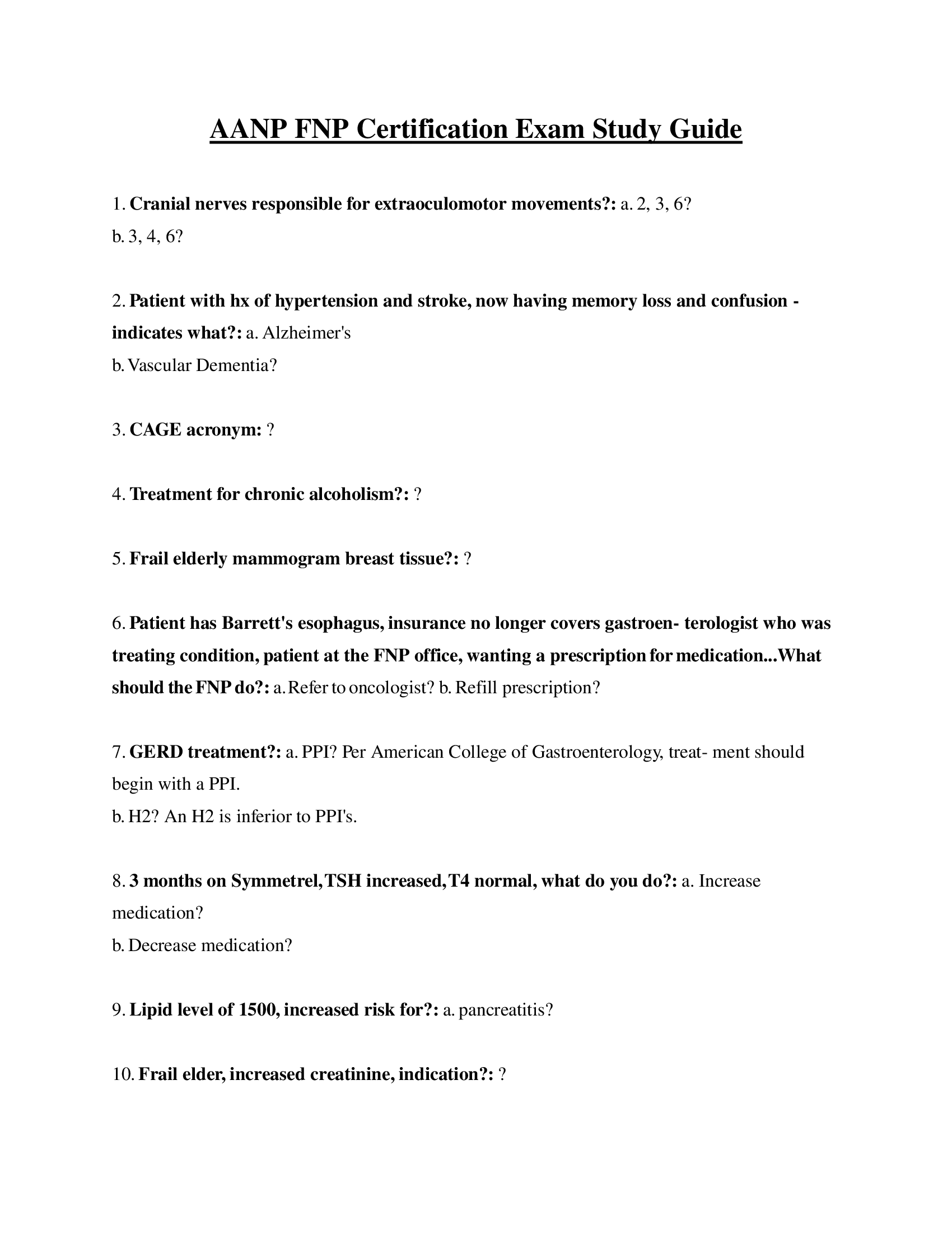 AANP FNP Certification Exam Study Guide