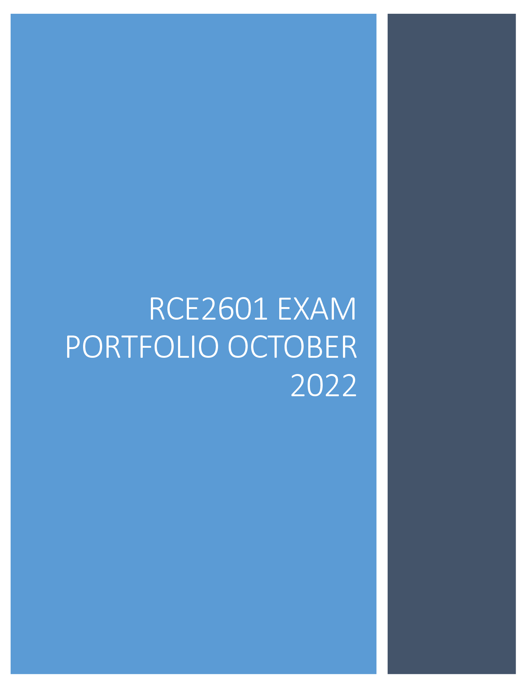 RCE2601 EXAM PORTFOLIO OCTOBER 2022