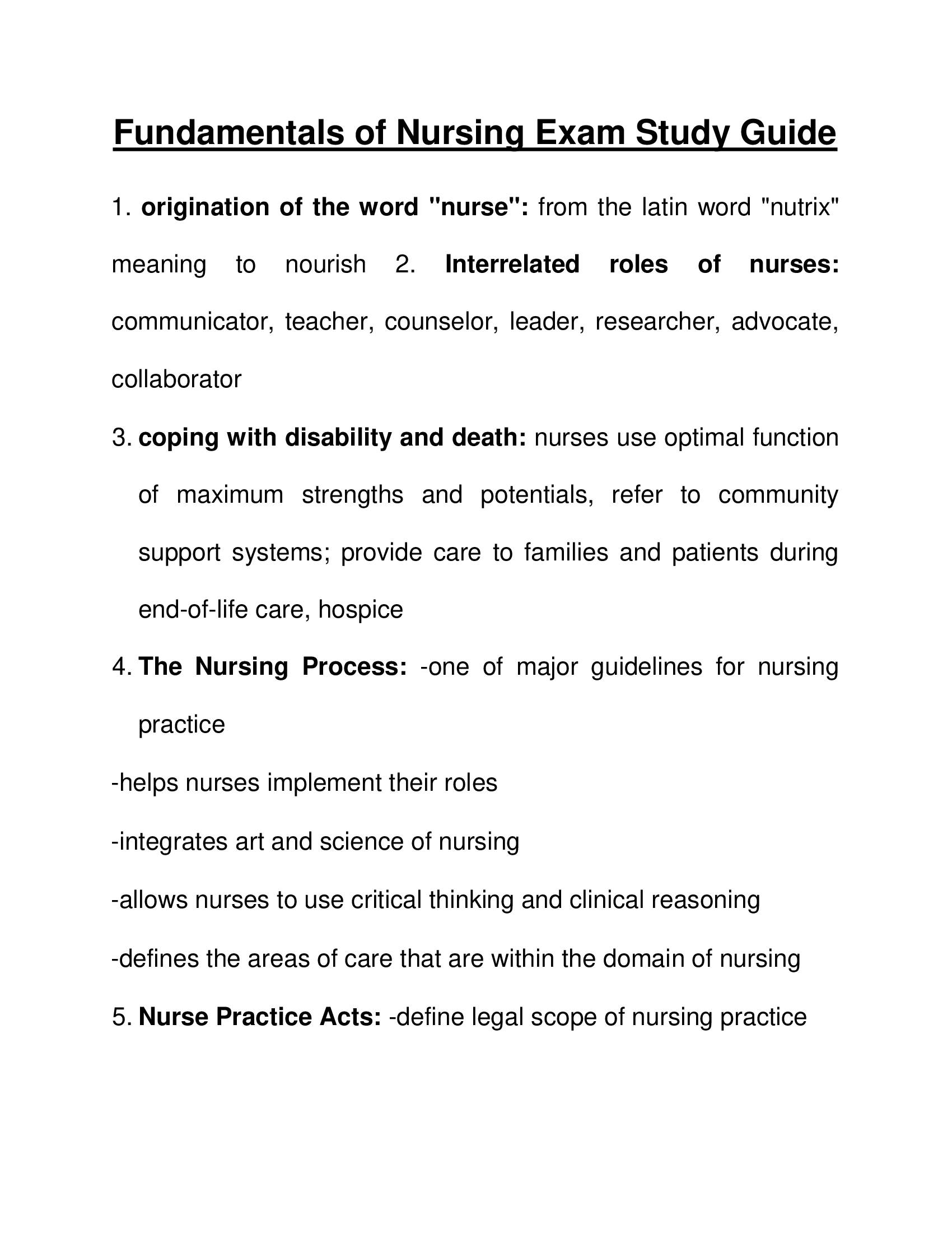 Fundamentals of Nursing Exam Study Guide 2023