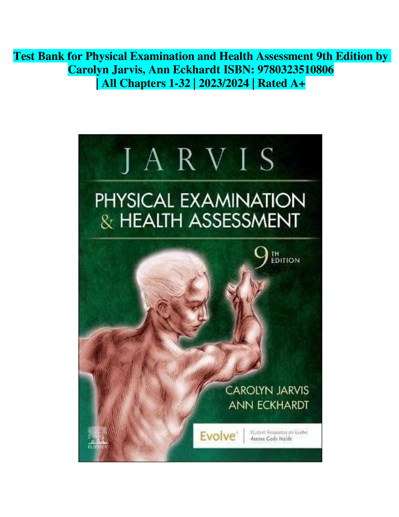 Test Bank for Physical Examination and Health Assessment 9th Edition