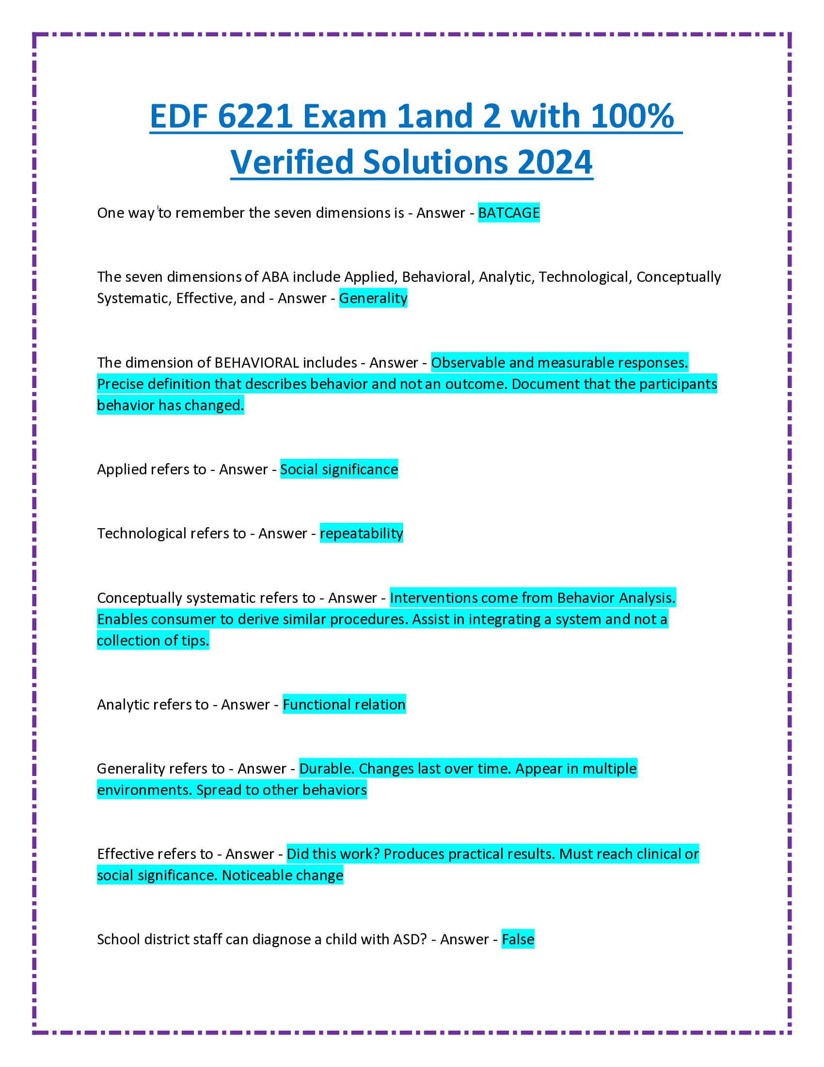 EDF 6221 Exam 1and 2 with 100% Verified Solutions 2024