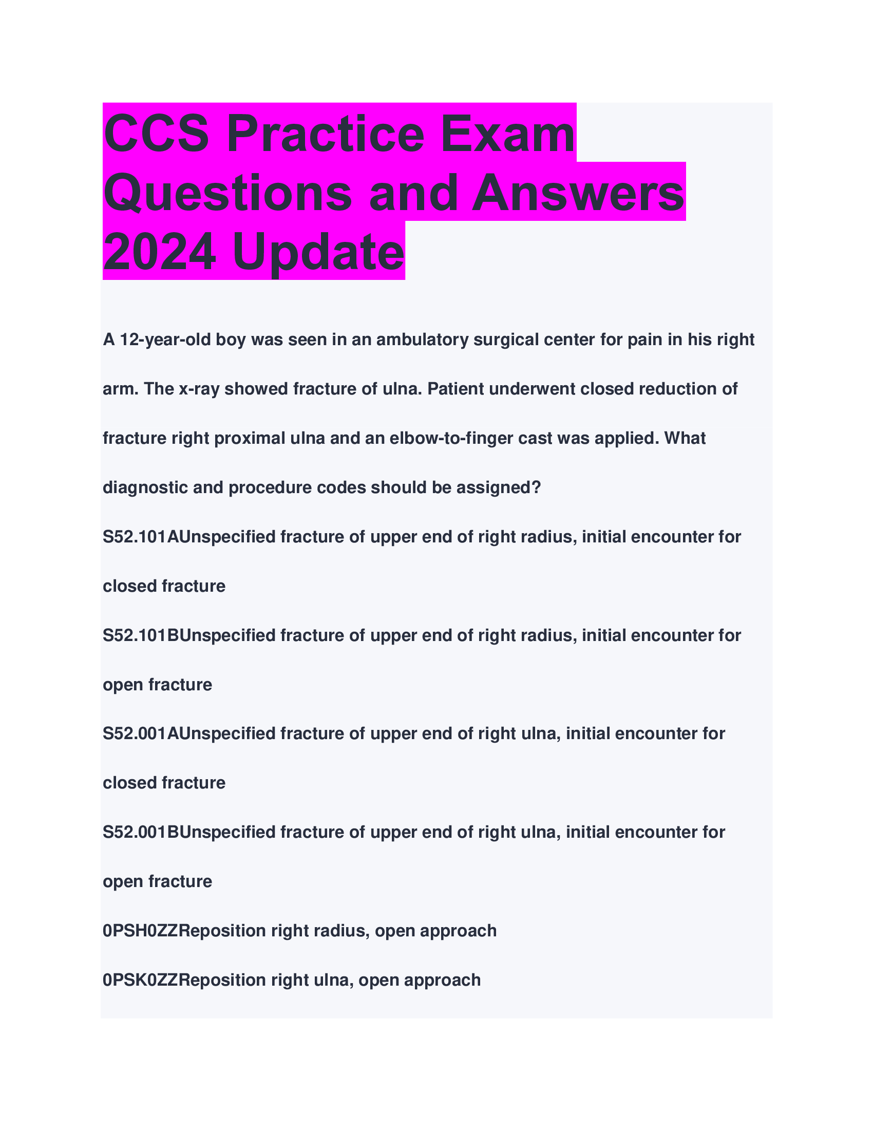 CCS Practice Exam Questions and Answers 2024 Update