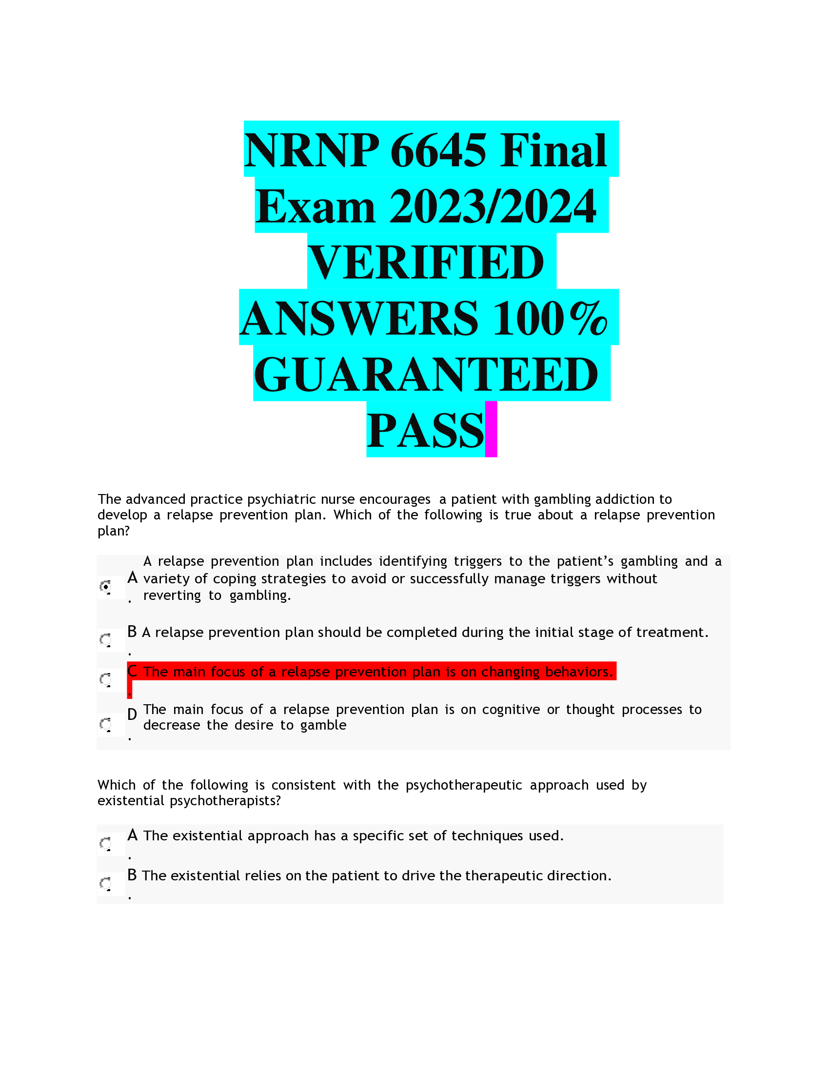 NRNP 6645 Final  Exam 2023,2024  VERIFIED  ANSWERS GUARANTEED  PASS