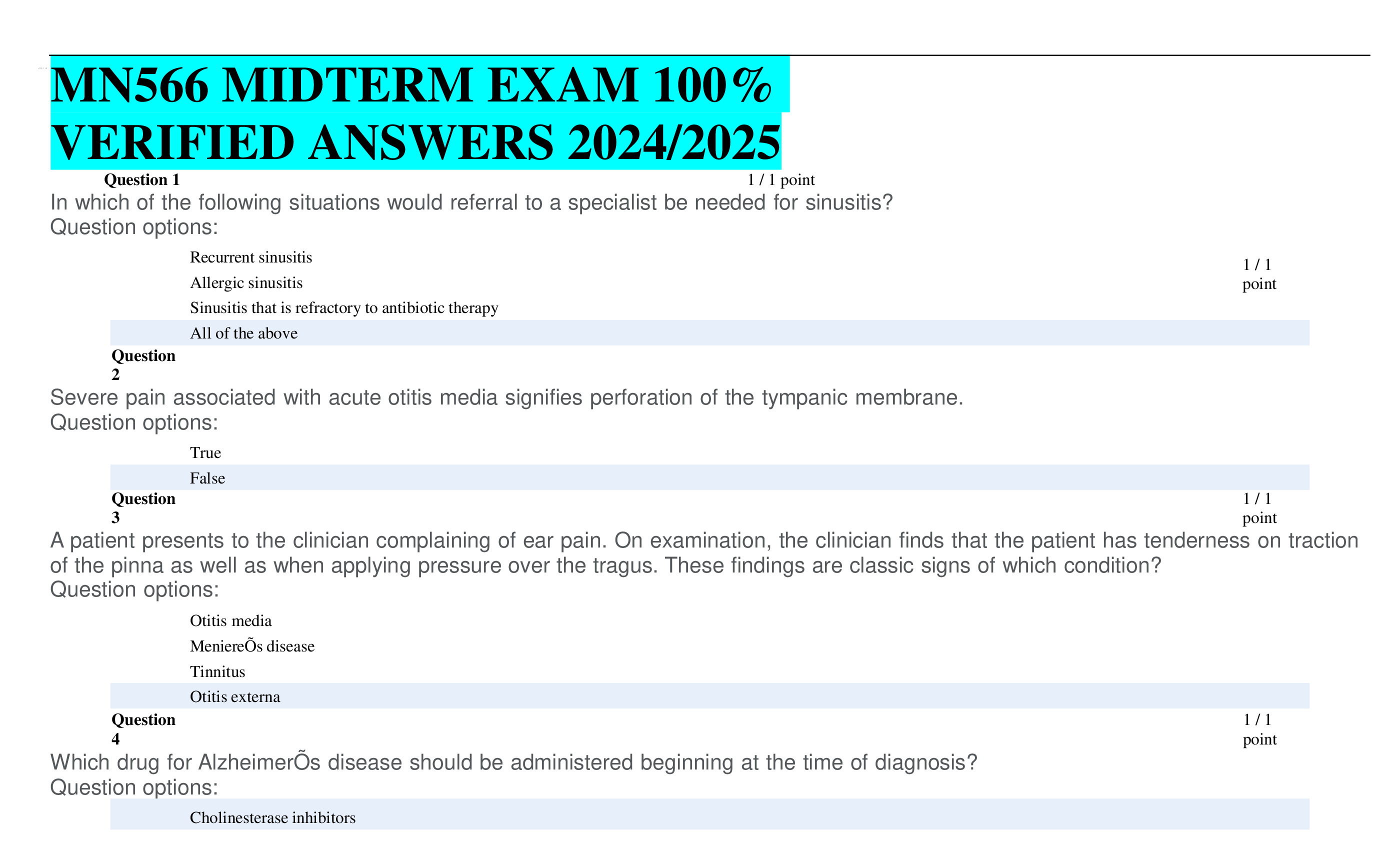 MN566 MIDTERM EXAM VERIFIED ANSWERS 20242026