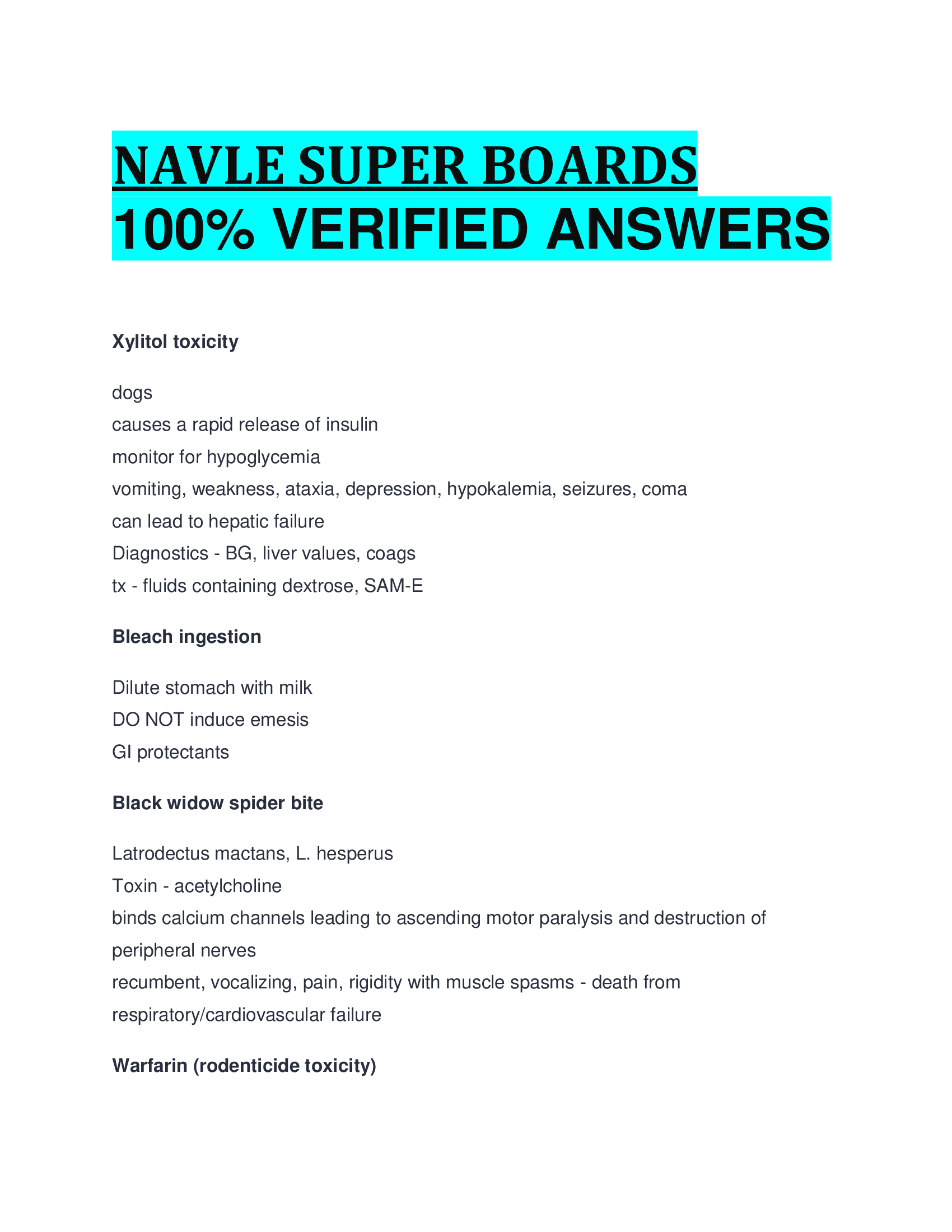 NAVLE SUPER BOARDS  VERIFIED ANSWERS